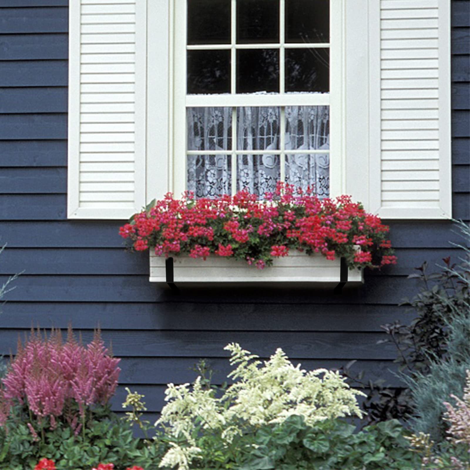Heavy Duty Adjustable Window Box Bracket 6 Pack - Wall Mount Flower Planter Holder for 6 to 12 Inch Deep Planters | Outdoor Garden Balcony Decoration & Window Sill Flower Display