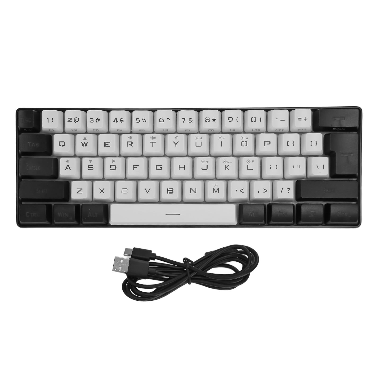 NIZUUONE G61 Mini RGB LED Backlit 61-Key Ergonomic Mechanical Feel Wired Gaming Keyboard for PC, Mac, Laptop - Perfect for Office Work, Typing & Gaming (White)