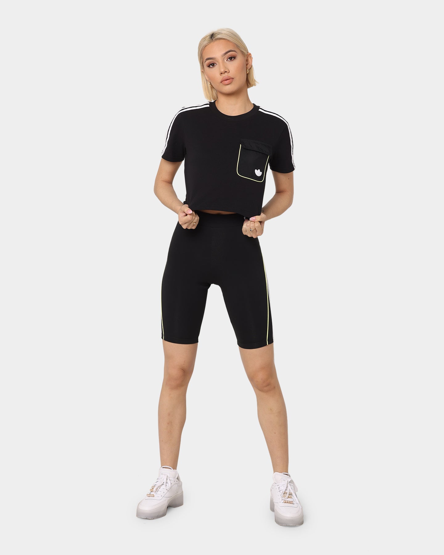 Adidas Women's High Waist Contrast Bike Shorts - Black - Workout, Running, Yoga & Gym Activewear