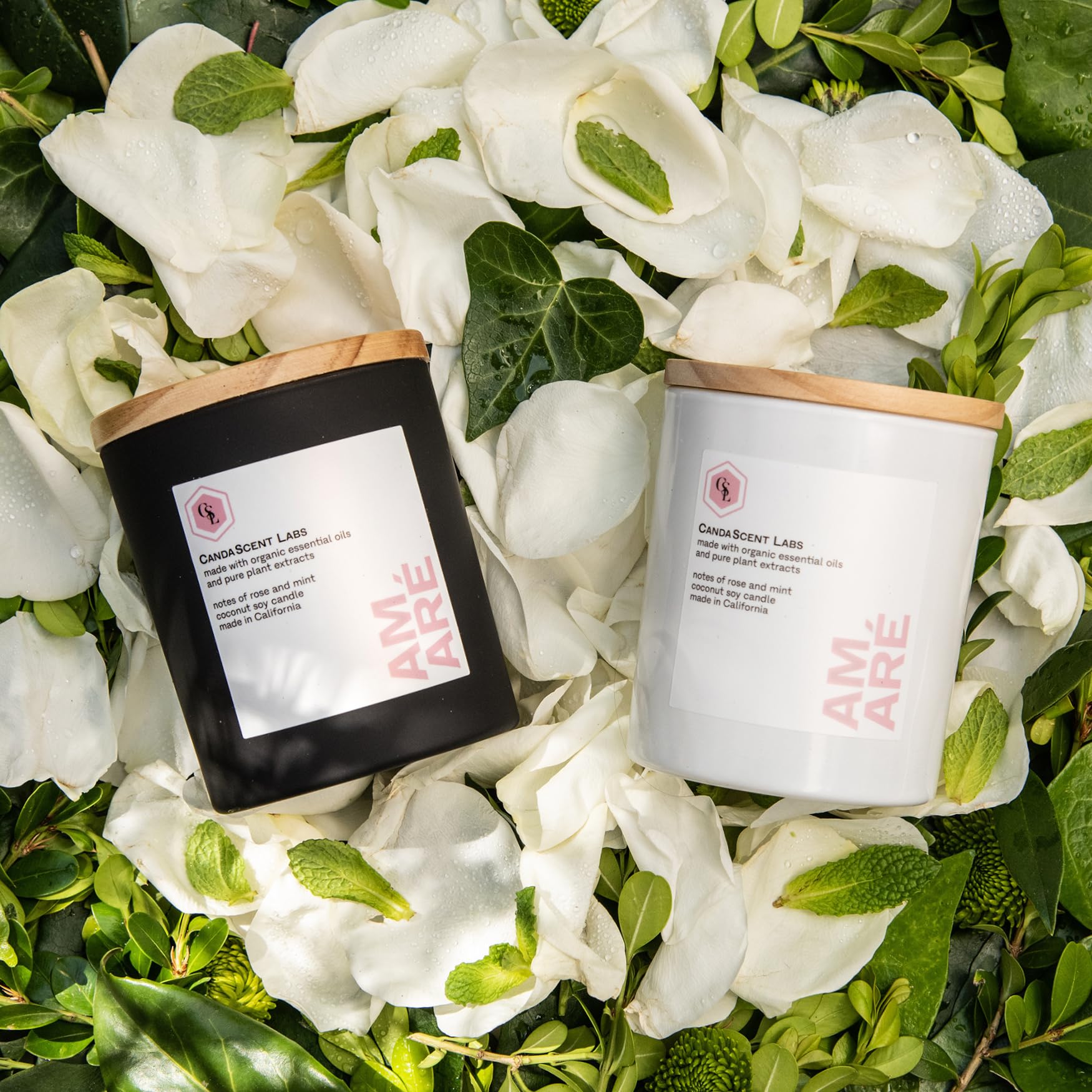 **Amaré Love Scented Candle Set - Rose & Mint Aromatherapy Candles, 100% Natural Botanical Ingredients, Fresh & Luxurious, Perfect for Romantic Dates, Relaxation & Home Decor**