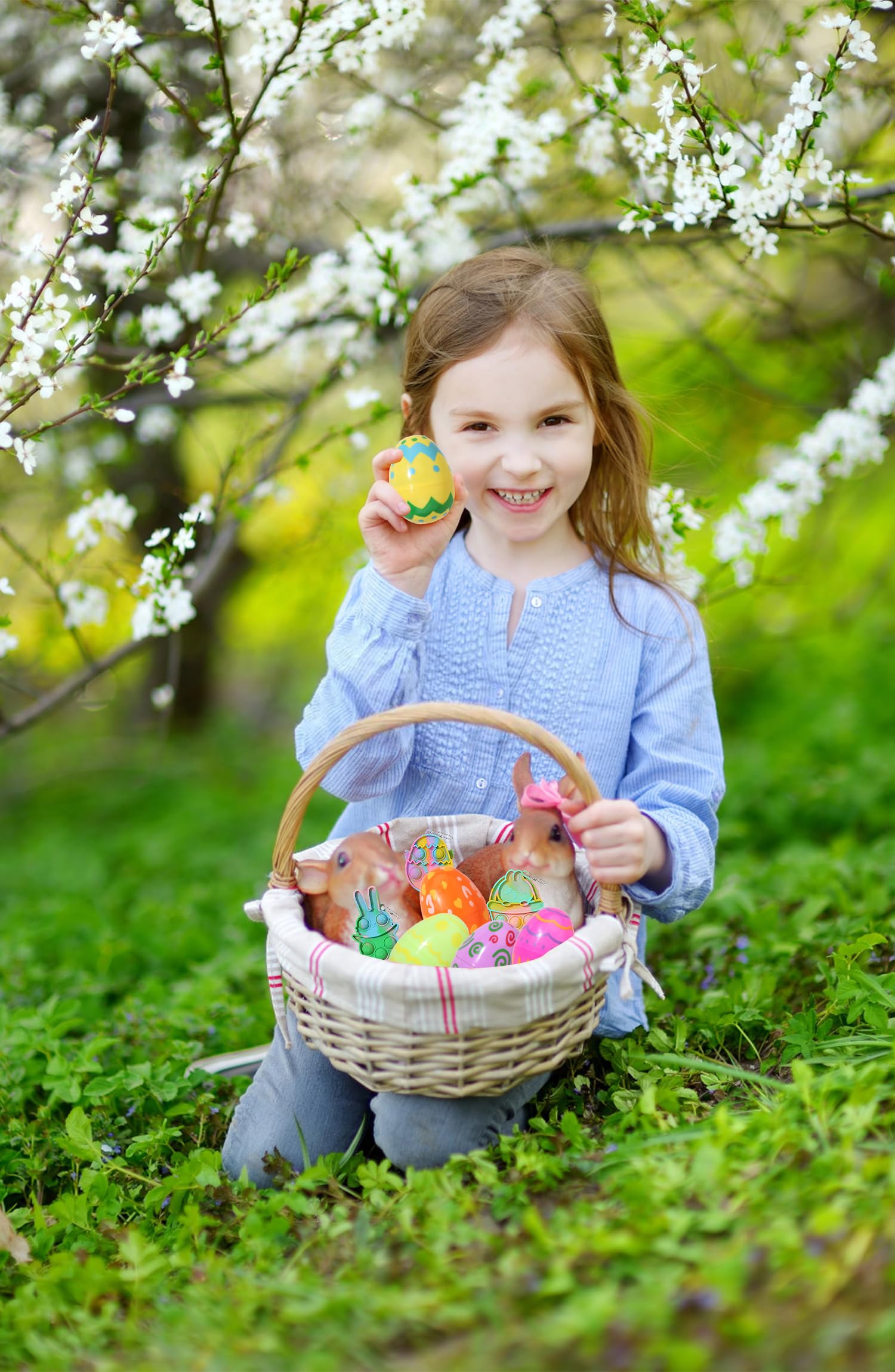 48 Pack Prefilled Easter Eggs with Assorted Toys Inside - Bulk Easter Basket Stuffers with Fidget Toys, Keychains & Party Favors for Kids - Perfect for Easter Egg Hunts, Classroom Prizes & Toddler Gifts