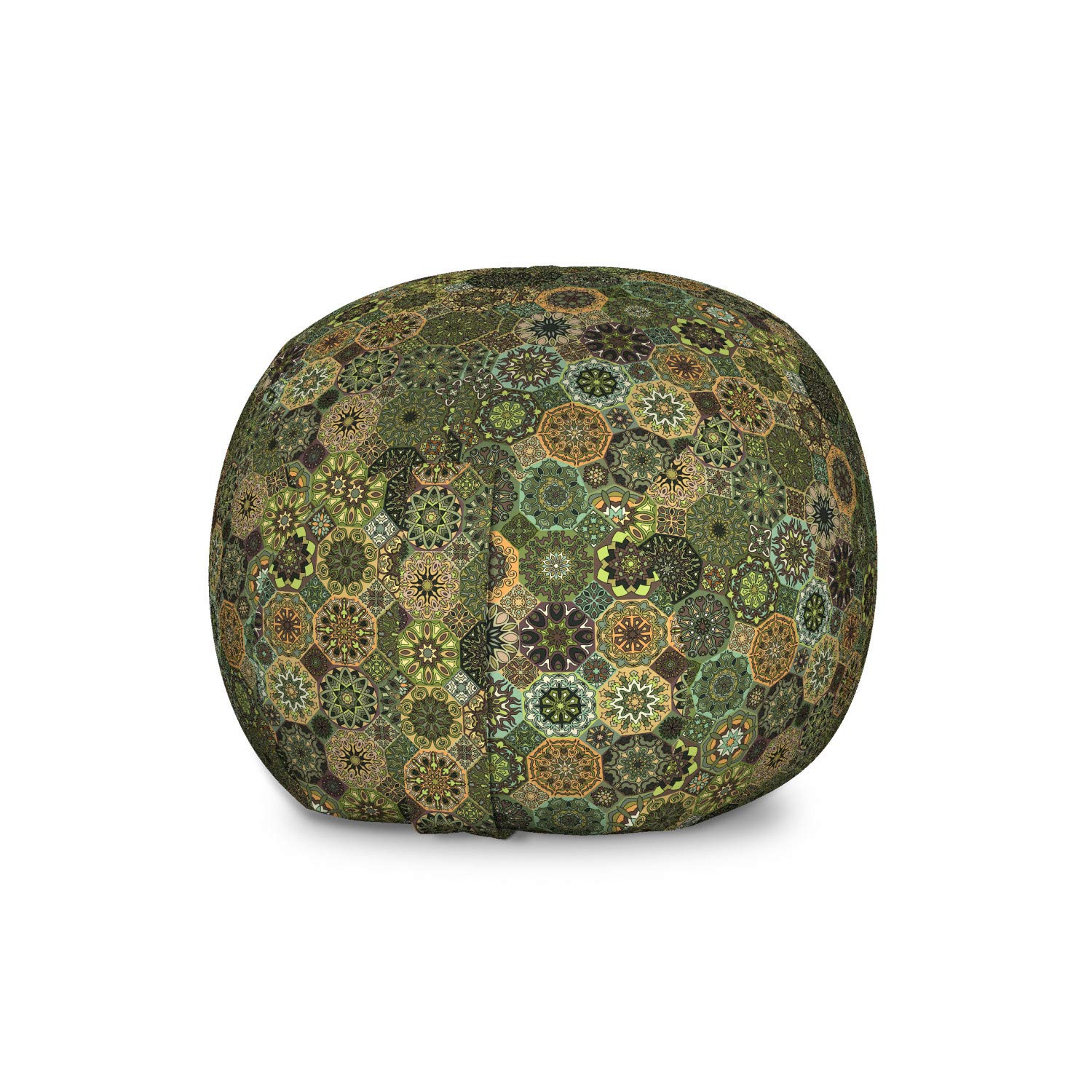 Ambesonne Mandala Storage Toy Bag Chair - Floral Design with Retro Octagon & Rhombus Patterns, Washable Stuffed Animal Organizer, Large Multicolor Ottoman for Kids' Room, Nursery, or Playroom Storage