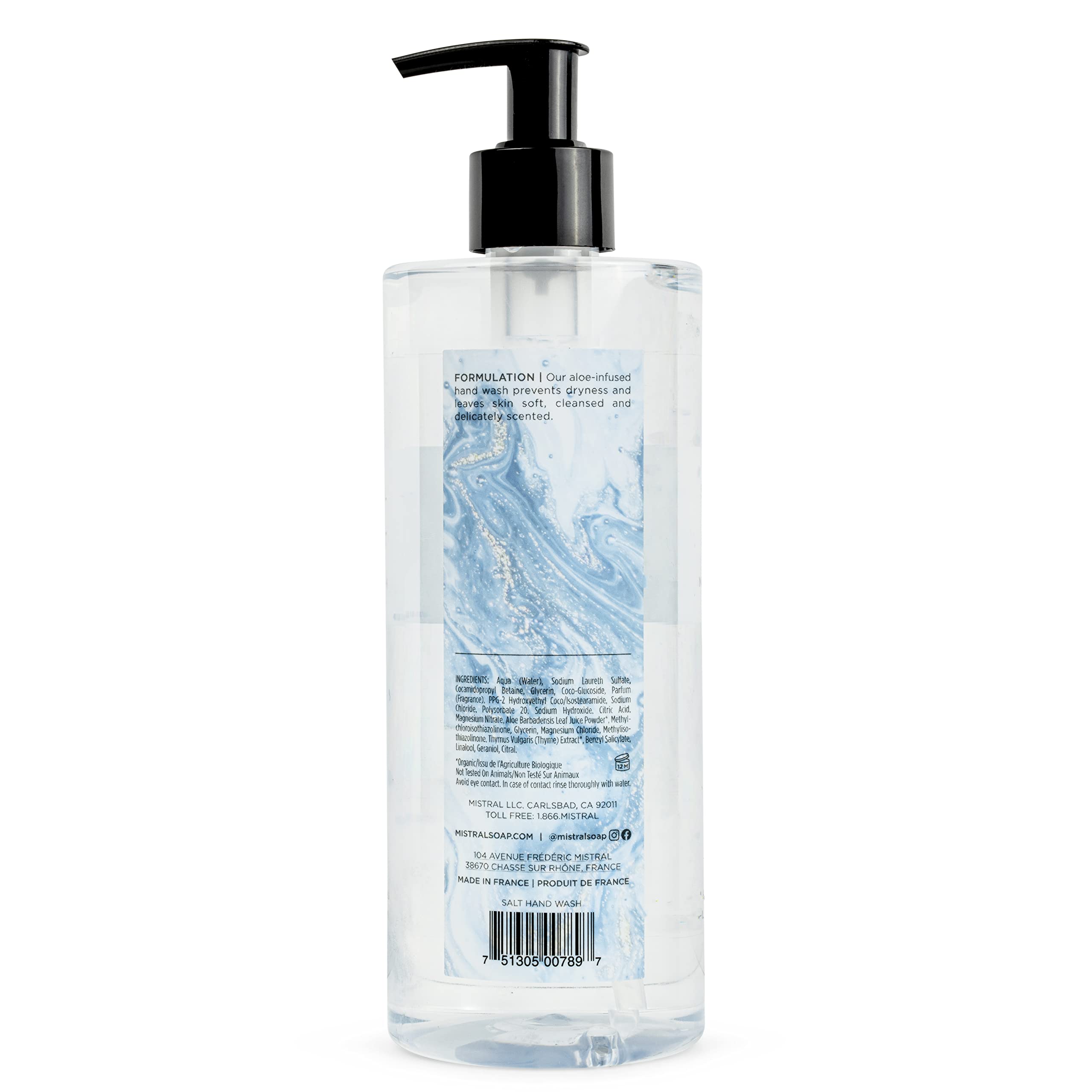 Mistral Marbles Hand Wash with Salt, 16.9 fl oz – Gentle Moisturizing Liquid Soap for Soft Skin | Perfect for Bathroom, Kitchen & Guest Washrooms