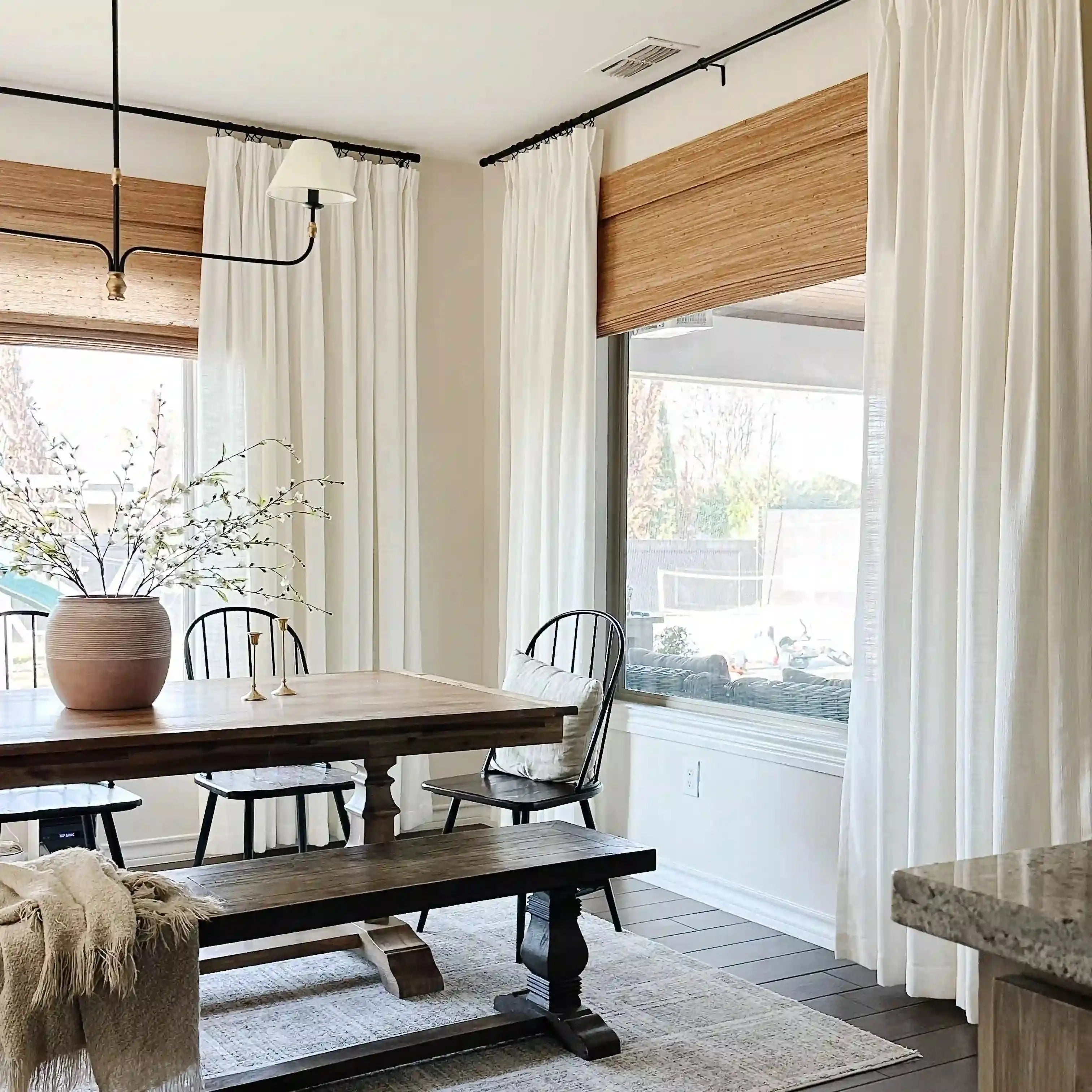 Natural Jute Bamboo Woven Window Shade - Eco-Friendly Room Darkening Blinds for Living Room & Bedroom - Sustainable Home Decor for Sun Protection & Privacy