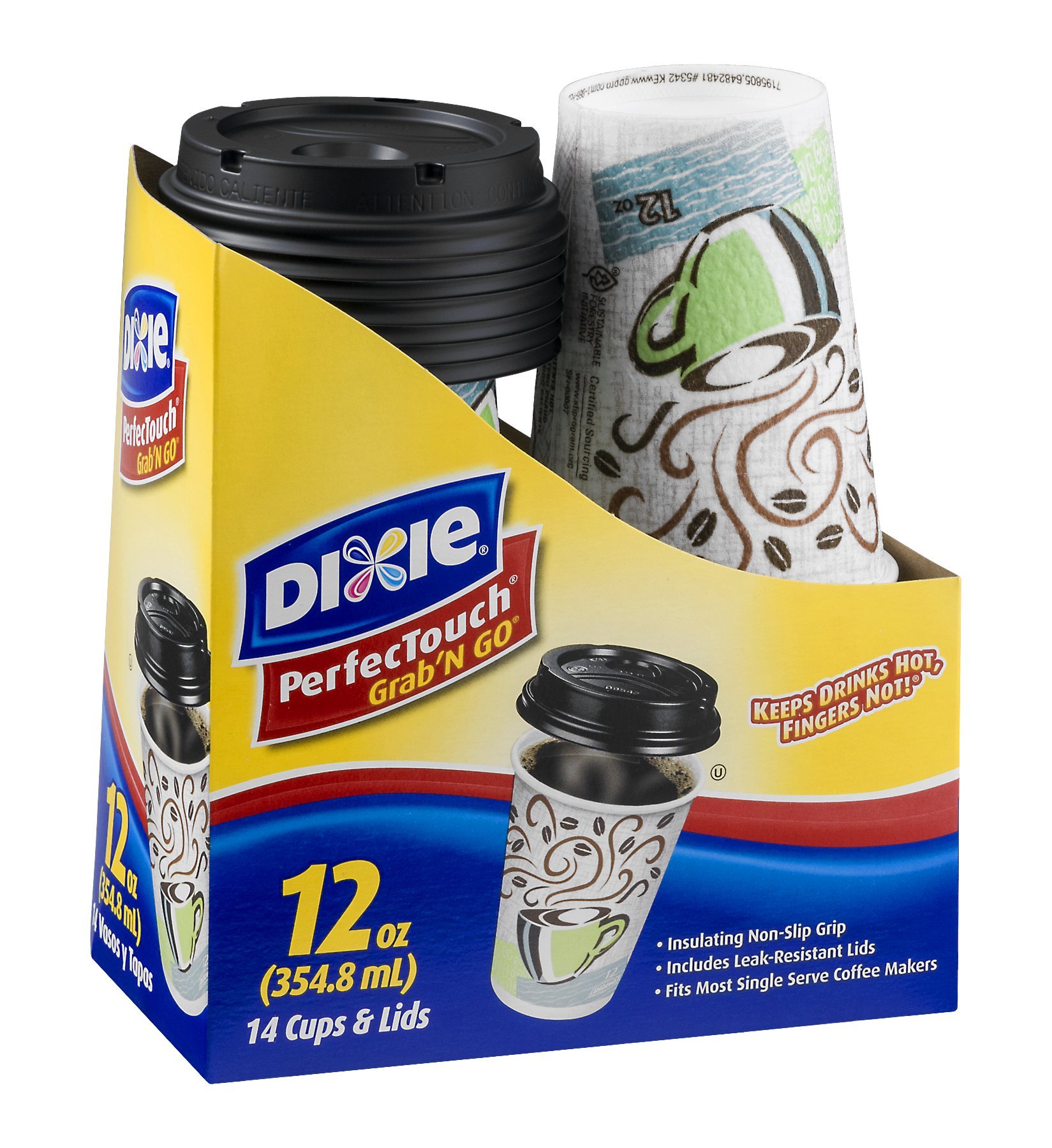 14-Pack 12 oz Coffee Cups with Lids - Disposable Hot/Cold Drink Cups for Office, Home, Parties & Coffee Shops - BPA Free & Leak-Proof