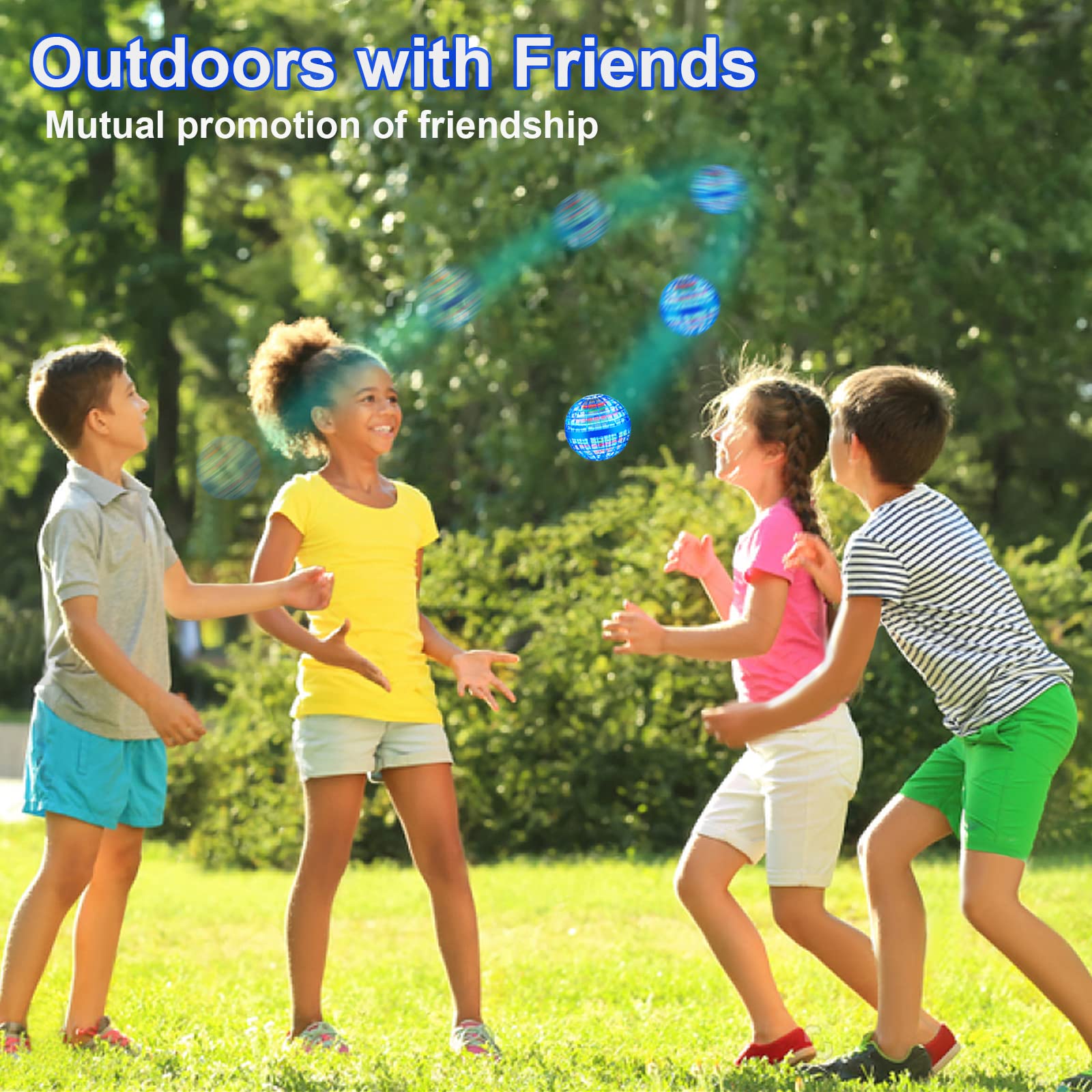 360° Rotating LED Hover Ball Toy - Magic Flying Orb with Nebula Lights, Floating Space Ball for Kids & Adults - Perfect for Indoor/Outdoor Play, Parties & Stress Relief (Blue)