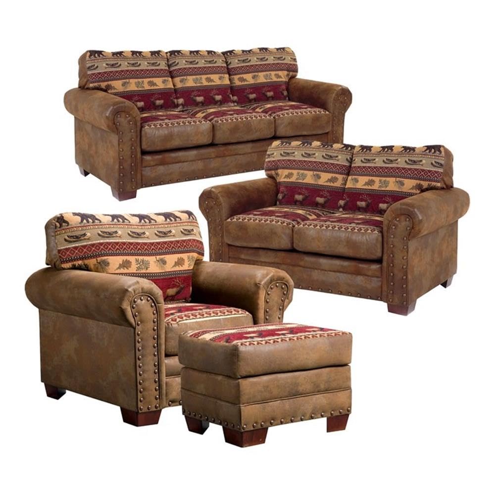 American Furniture Classics 4-Piece Sierra Lodge Sleeper Sofa Set - Comfortable Convertible Sectional Couch with Storage | Perfect for Living Rooms, Guest Rooms & Small Spaces