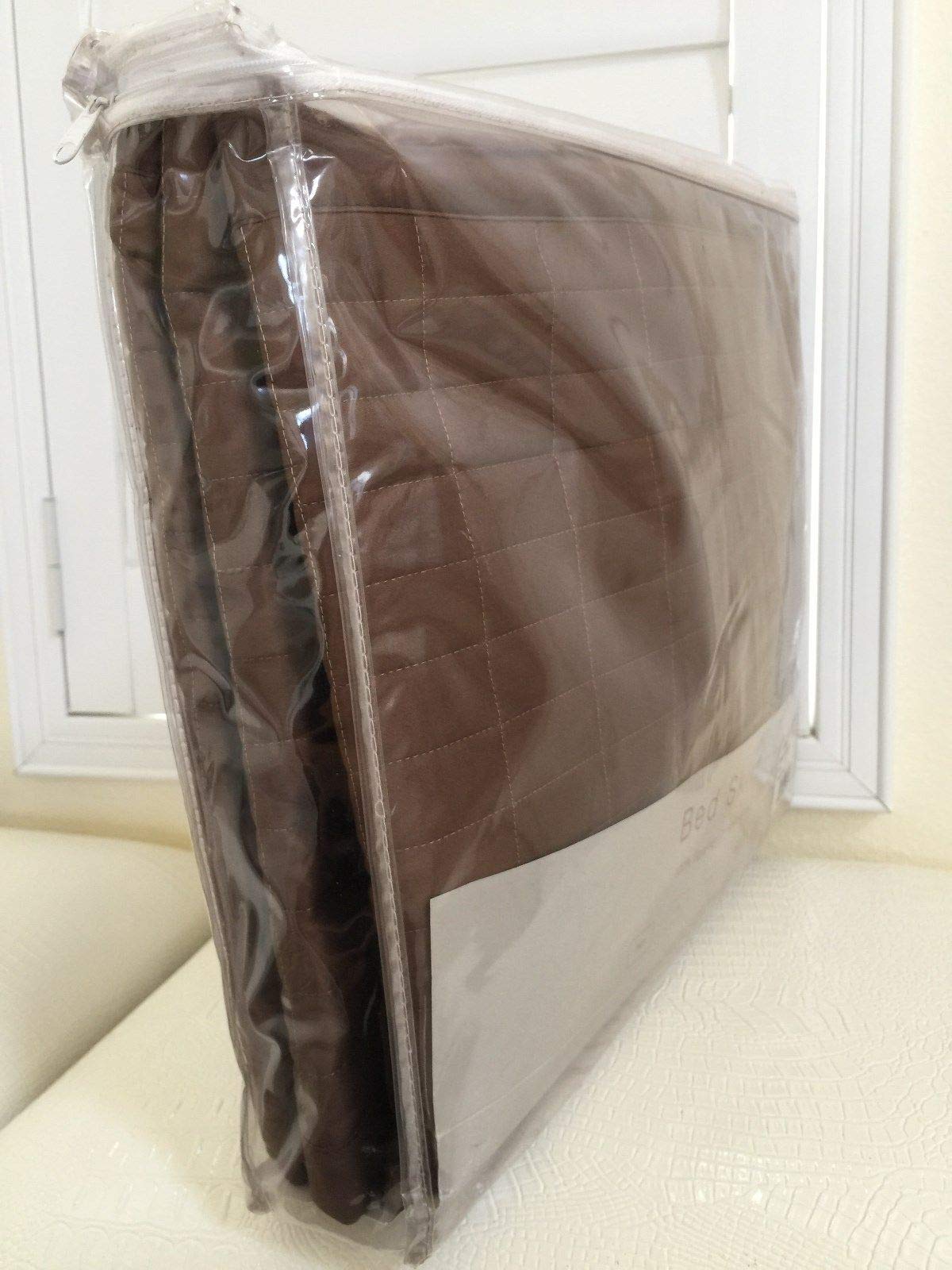Luxury Italian DAMASCO King Size 3-Panel Bed Skirt - Chocolate Brown 100% Cotton Bedding for Elegant Bedroom Decor | Perfect for Master Bedrooms, Guest Rooms & Hotel Suites