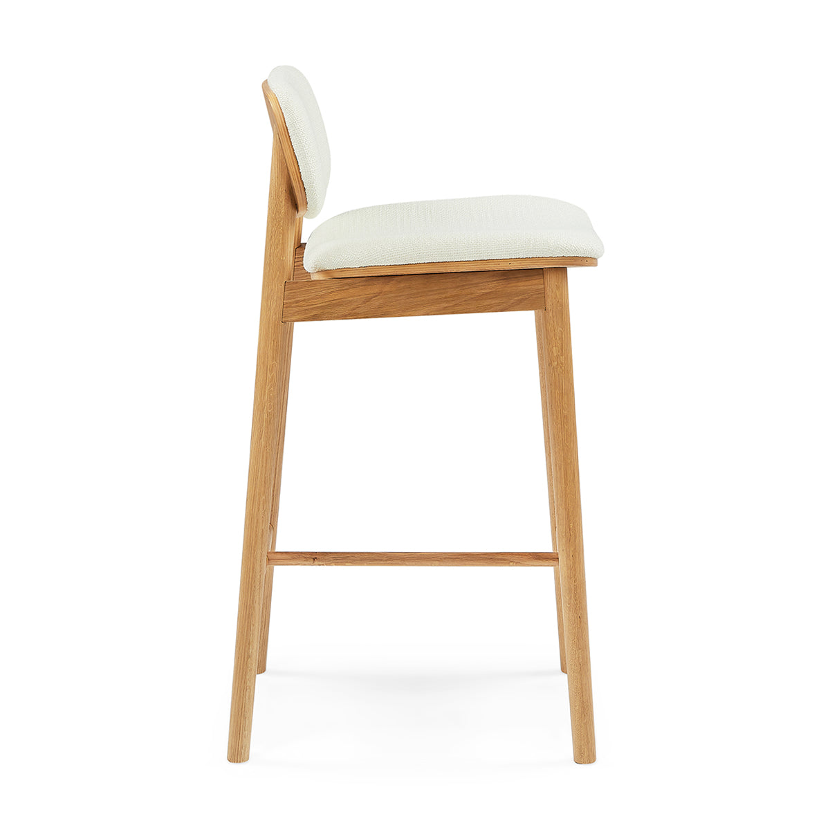 Lando Fabric Bar Stool - Oak Wooden Counter Height Stool with Padded Seat | Perfect for Kitchen Islands, Breakfast Bars & Home Decor