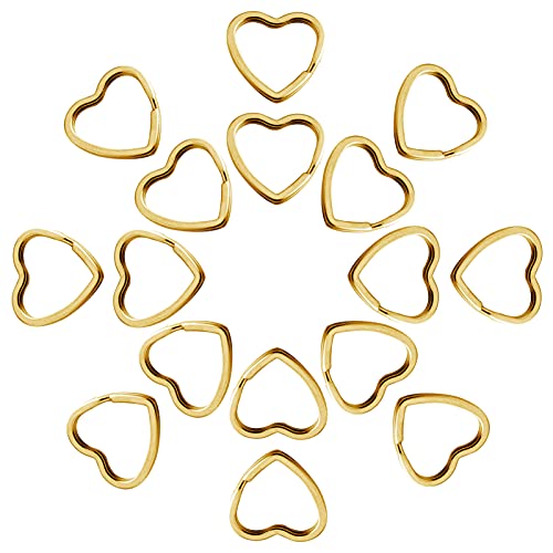 50pcs Heart Shaped Split Key Rings Gold