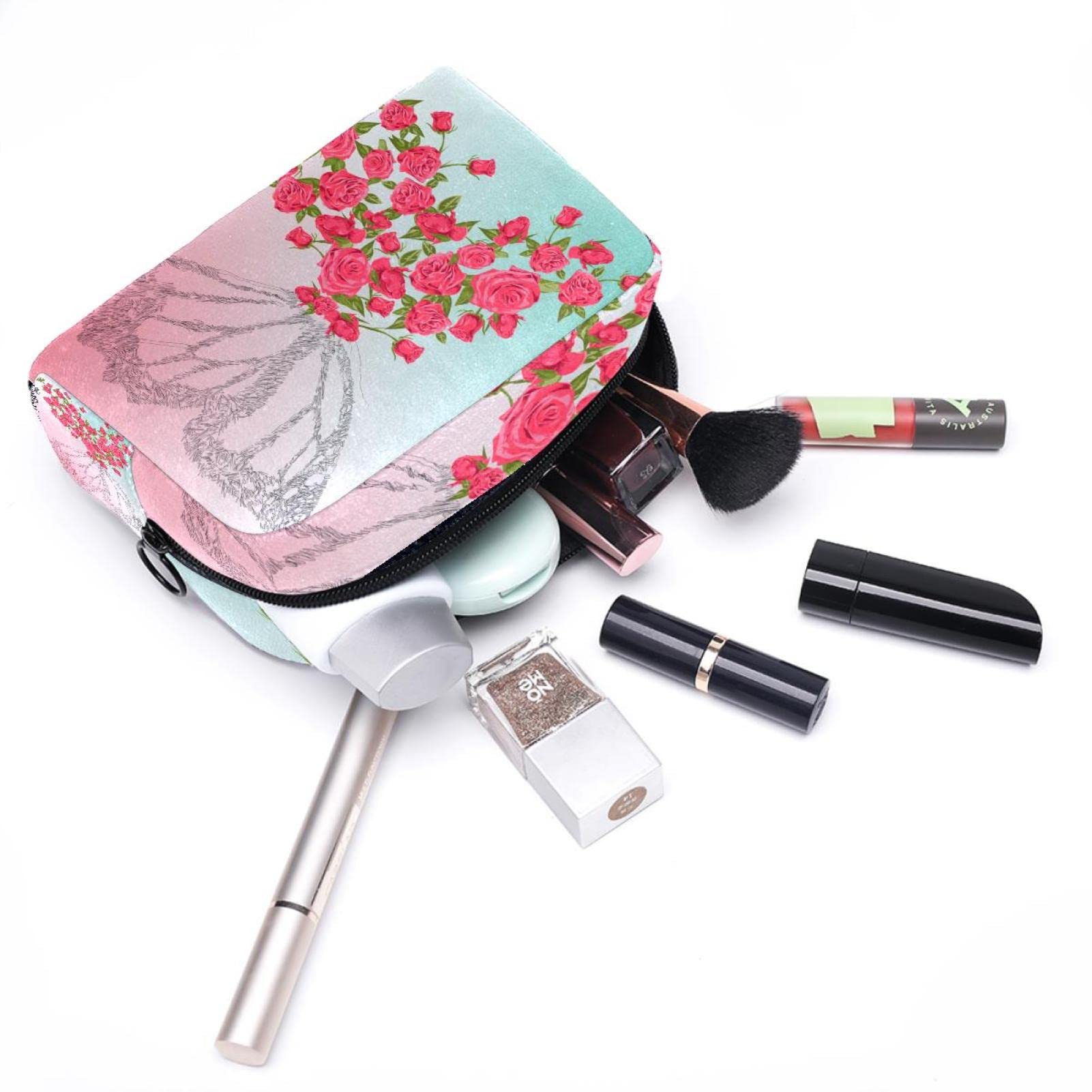 Rose Butterfly Travel Toiletry Bag - Waterproof Cosmetic Organizer with Hanging Hook, Portable Makeup Case for Women | Perfect for Vacation, Business Trips & Gym Essentials