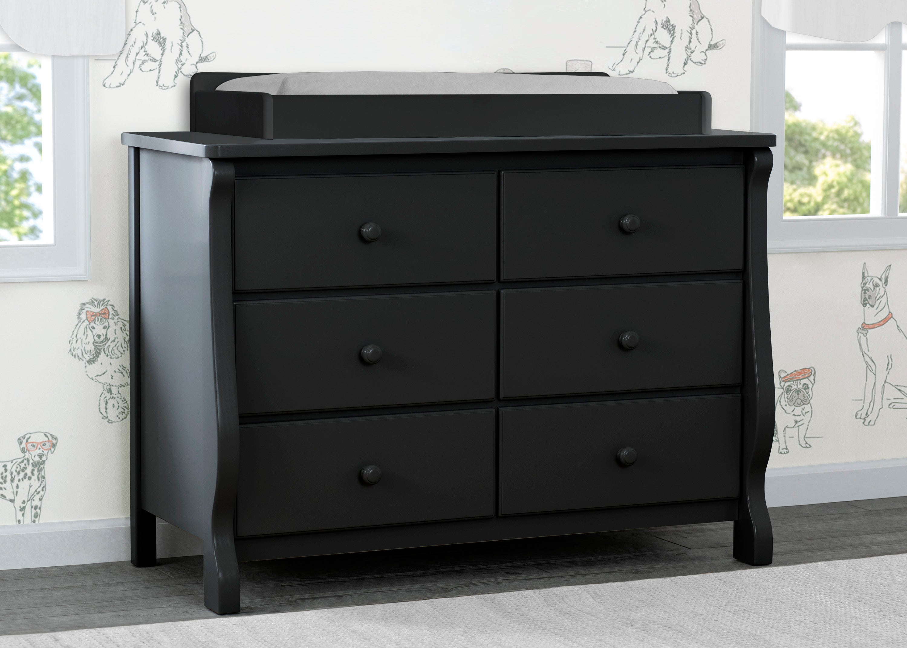 Elegant Canton Eclipse Dresser - Modern Wooden Bedroom Dresser with 6 Drawers, Vintage Style Storage for Bedroom, Living Room, and Office Organization
