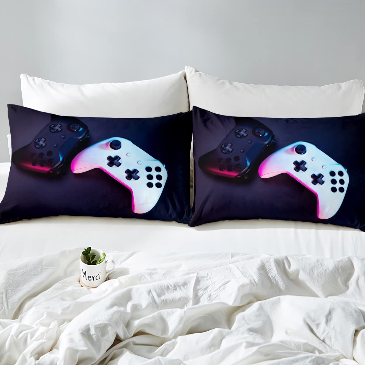 Feelyou Queen Size Gaming Bedding Set for Boys & Teens - Breathable Video Game Bed Cover with Deep Pockets - Perfect for Game Rooms & Teen Bedrooms