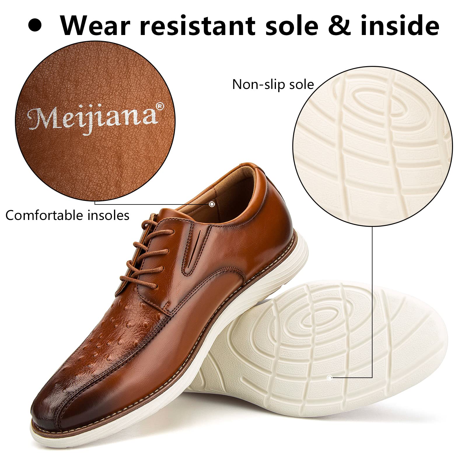 Meijiana Men's Oxford Dress Shoes - Lightweight Lace-Up Formal Shoes for Business & Wedding - Comfortable Office & Evening Wear