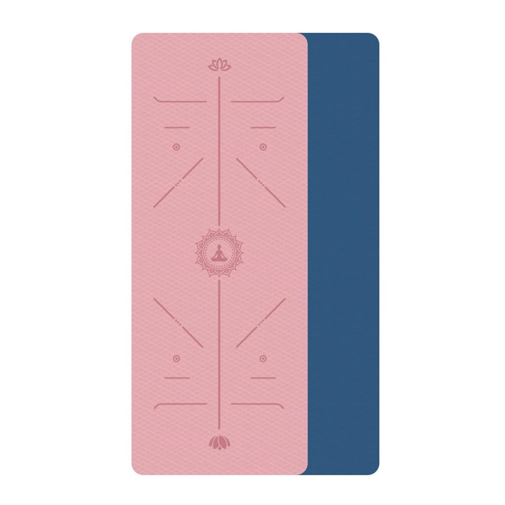 Premium Non-Slip Double Sided Yoga Mat with Position Lines - 183x61cm Eco-Friendly Pilates & Gym Mat for Beginners (Pink) - Ideal for Home Workouts, Studio Classes & Fitness Training