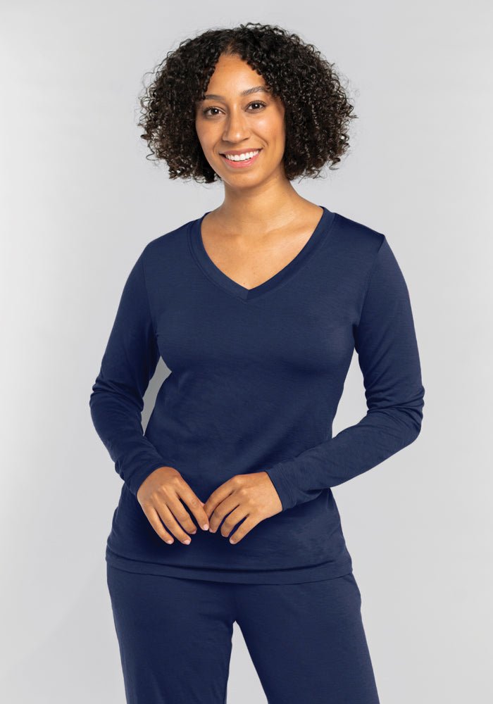 Lily Women's V-Neck Lounge Top - Soft Comfortable Casual Shirt for Home, Yoga & Relaxation