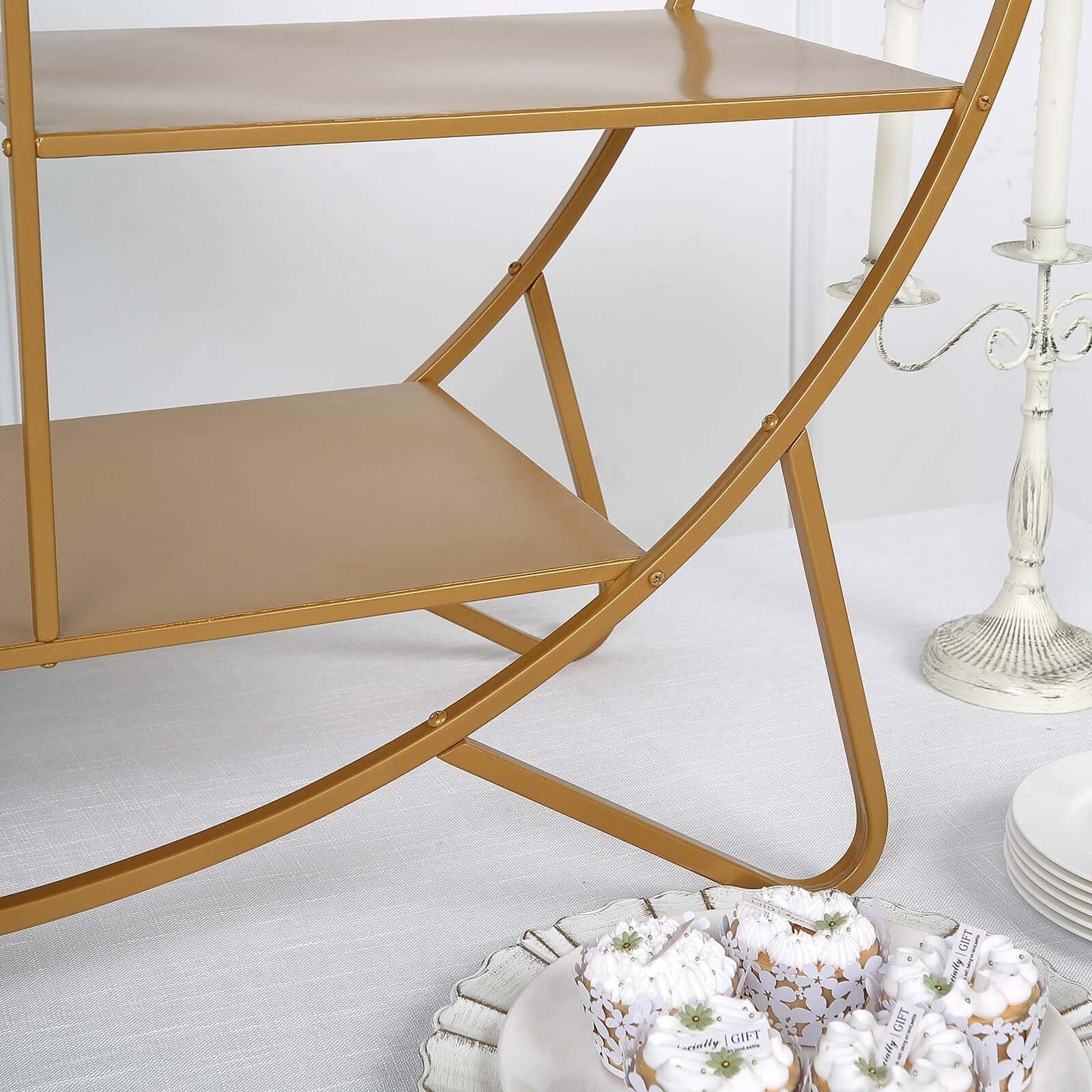 Efavormart 4ft Large Gold Metal Round Cake Stand - Elegant Dessert Display, Wedding Arch Backdrop, Balloon Rack & Modern Bookcase - Perfect for Wedding Receptions, Birthday Parties & Home Decor