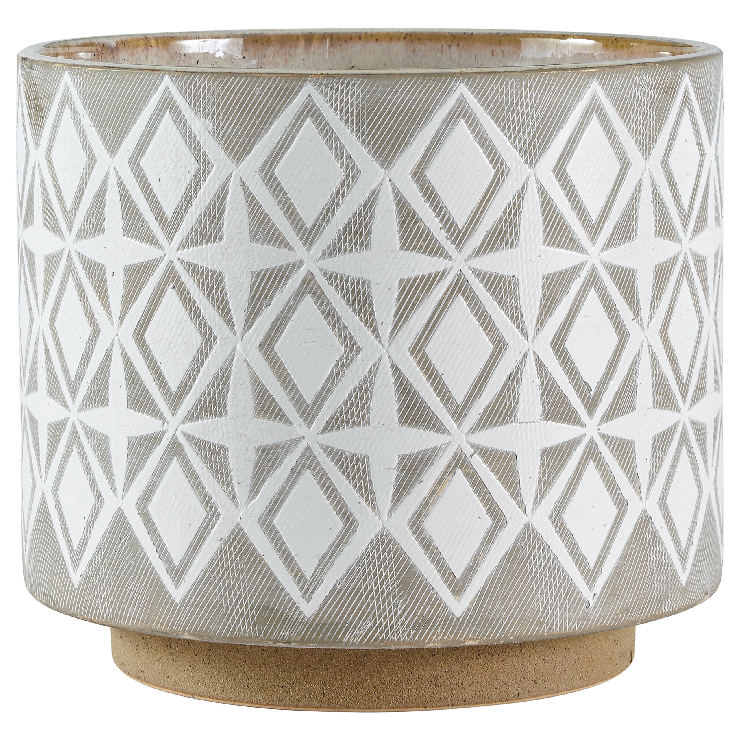 Rivet Geometric Ceramic Planter - 8.6 Inch Large Gray Cylindrical Flower Pot for Indoor Plants | Modern Home & Office Decor for Succulents, Herbs, Small Trees