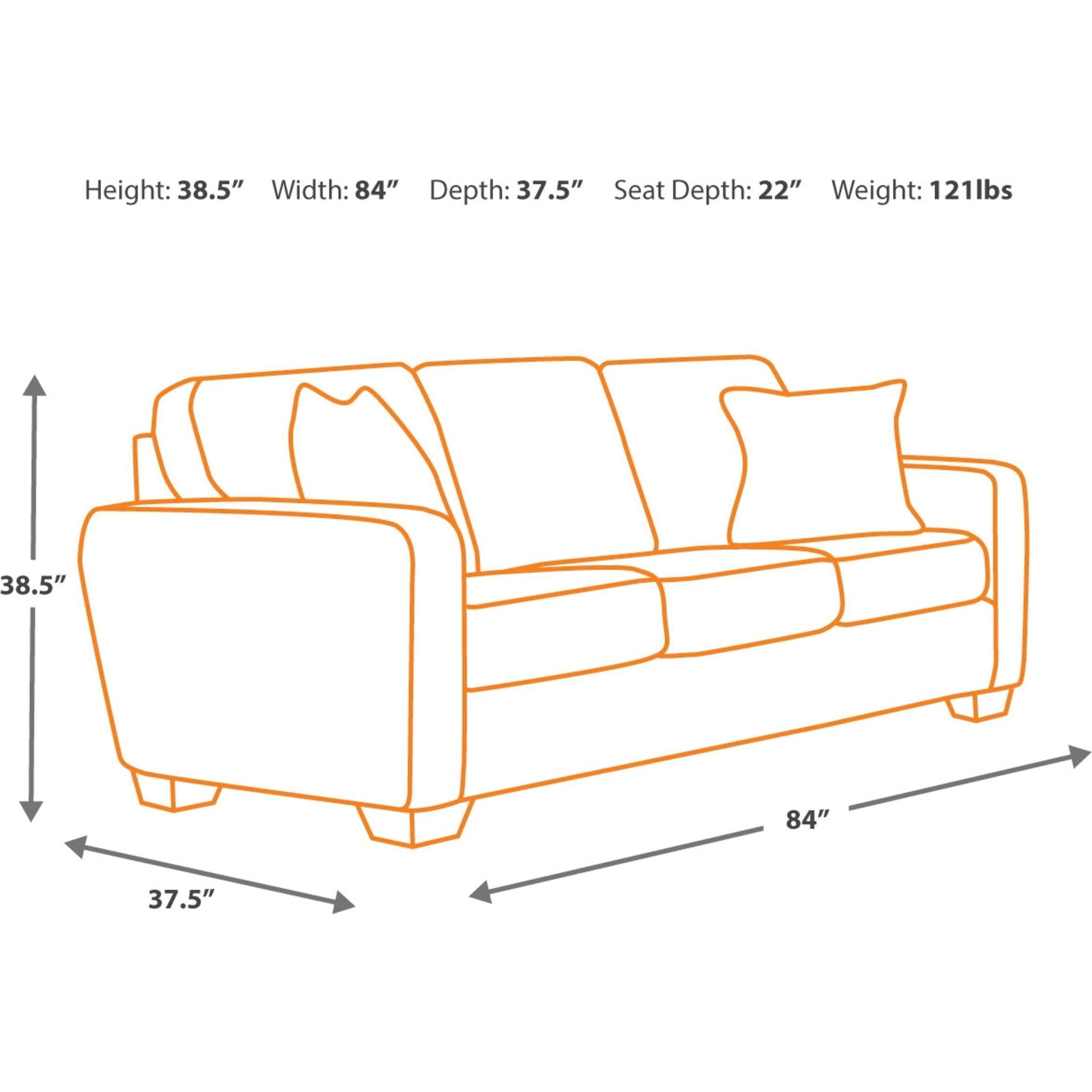 Alenya Modern Sofa - Charcoal Gray Upholstered Couch for Living Room, Lounge & Office - Comfortable 3-Seater with Sturdy Wooden Legs