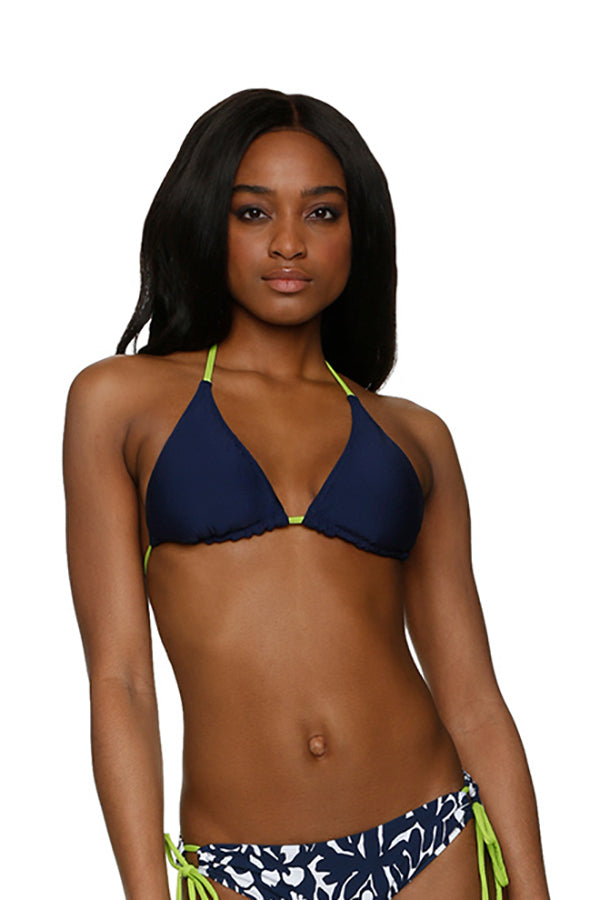 Reversible String Bikini Top for Women - Adjustable Swimwear for Beach & Pool - Palm Beach Print Two-Way Design | Perfect for Summer Vacations, Tropical Getaways and Poolside Lounging