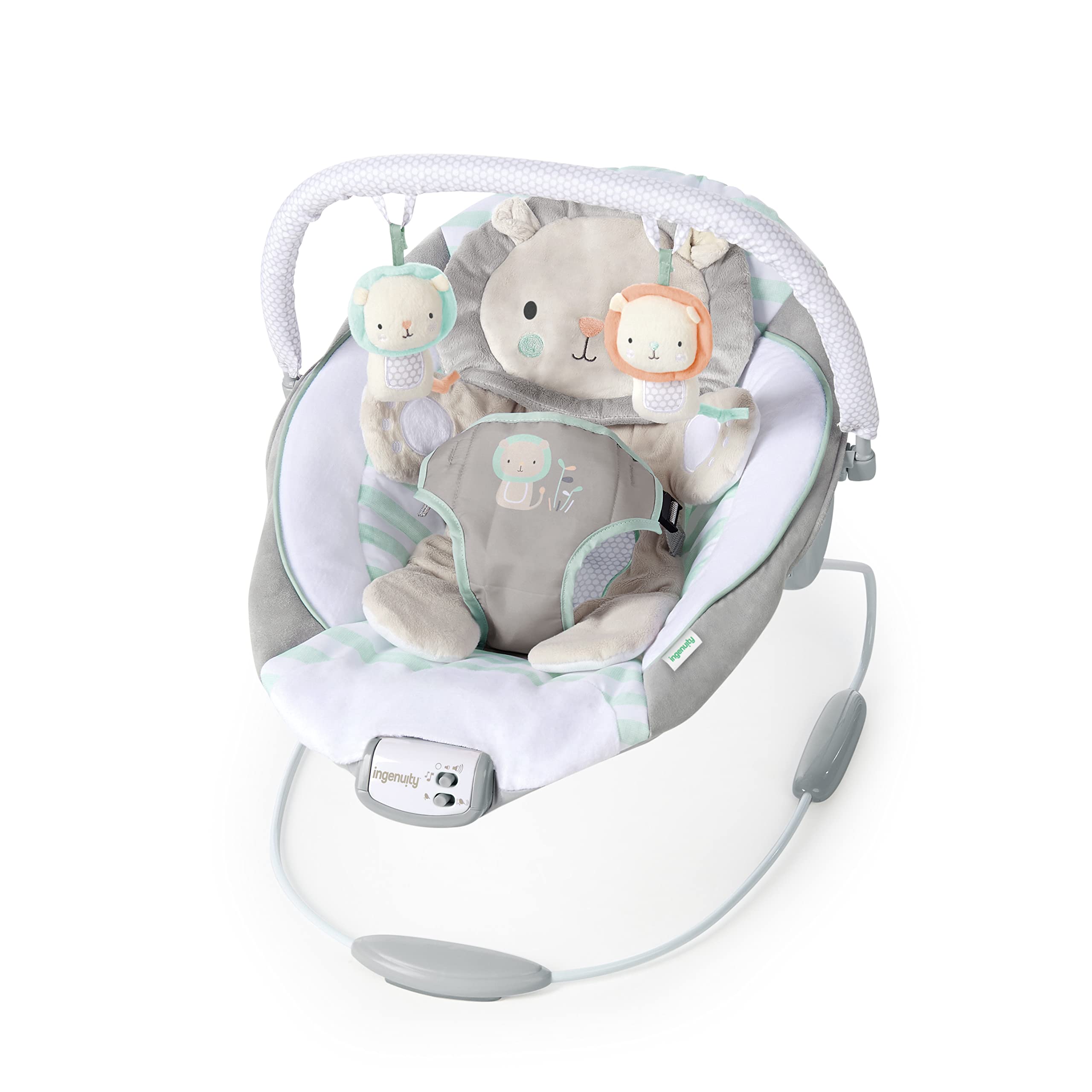 Ingenuity Baby Bouncer Seat with Vibration & Music - Landry The Lion | Portable Infant Bouncer with Soothing Vibrations & Lullabies | Perfect for Newborns, Playtime & Nursery Comfort