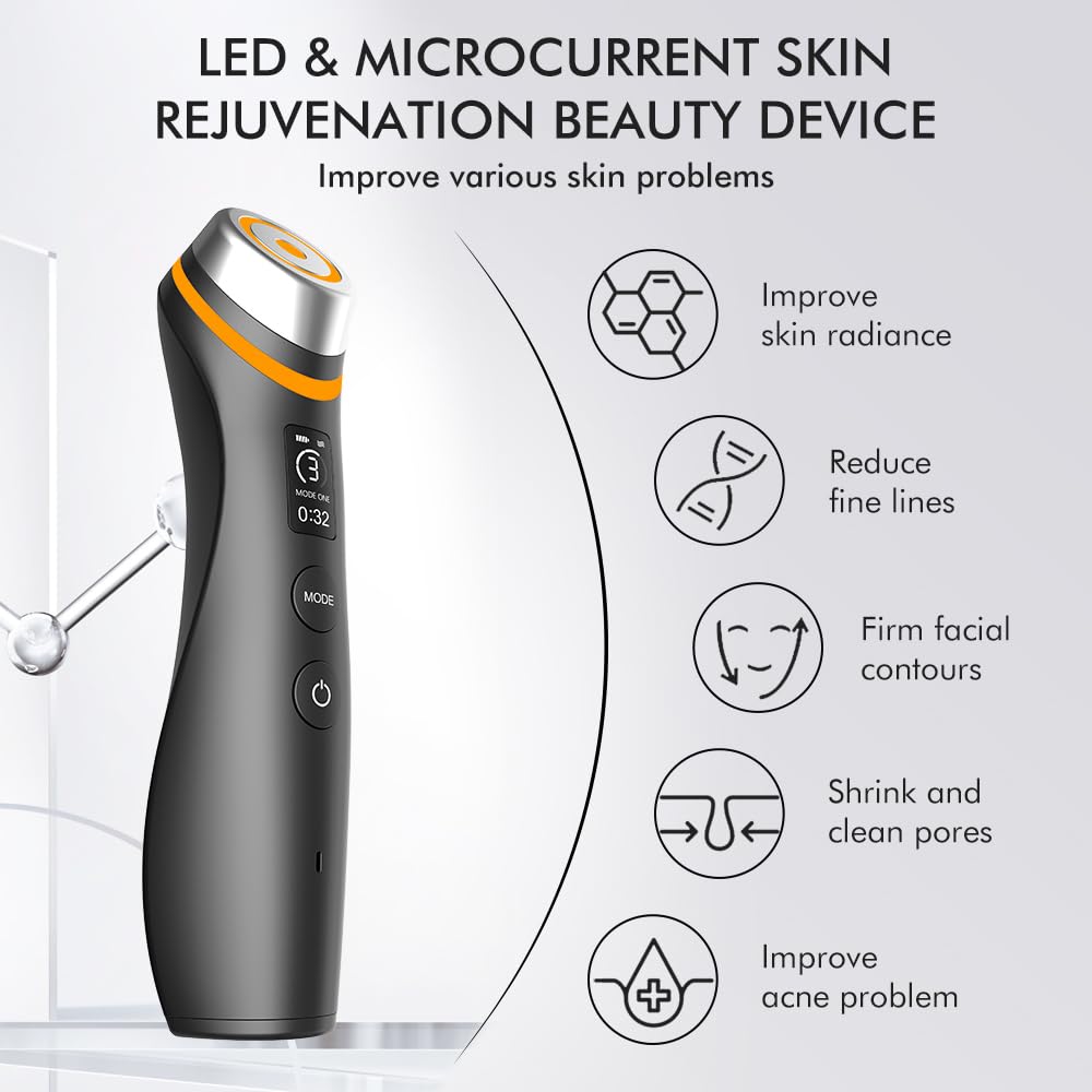 Skin Tightening Face Machine - 5 Mode Facial Massager for Enhanced Absorption, Neck Lifting & Pore Care | Anti-Aging & Firming Device for Home Spa & Skincare Routine