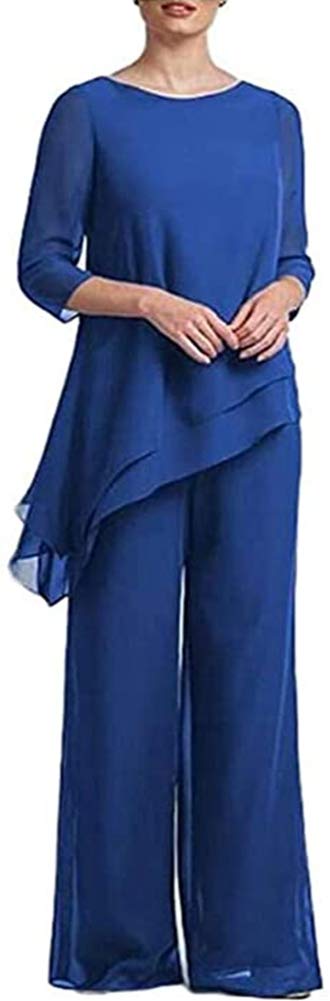 2-Piece Chiffon Mother of the Bride Pantsuit Dress for Women - Elegant Wedding Guest Outfit for Special Occasions & Formal Events