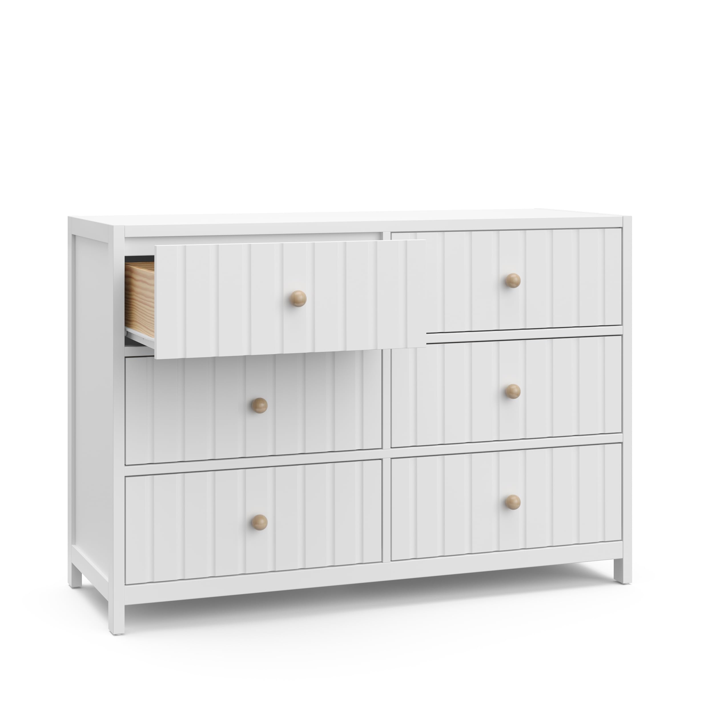 Graco Teddi 6-Drawer Double Dresser in White | GREENGUARD Gold Certified Nursery Furniture with Interlocking Drawer System & Pre-Installed Tracks | Includes 2 Knob Sets for Customization | Perfect for Baby Rooms, Kids Bedrooms & Nursery Storage Solutions