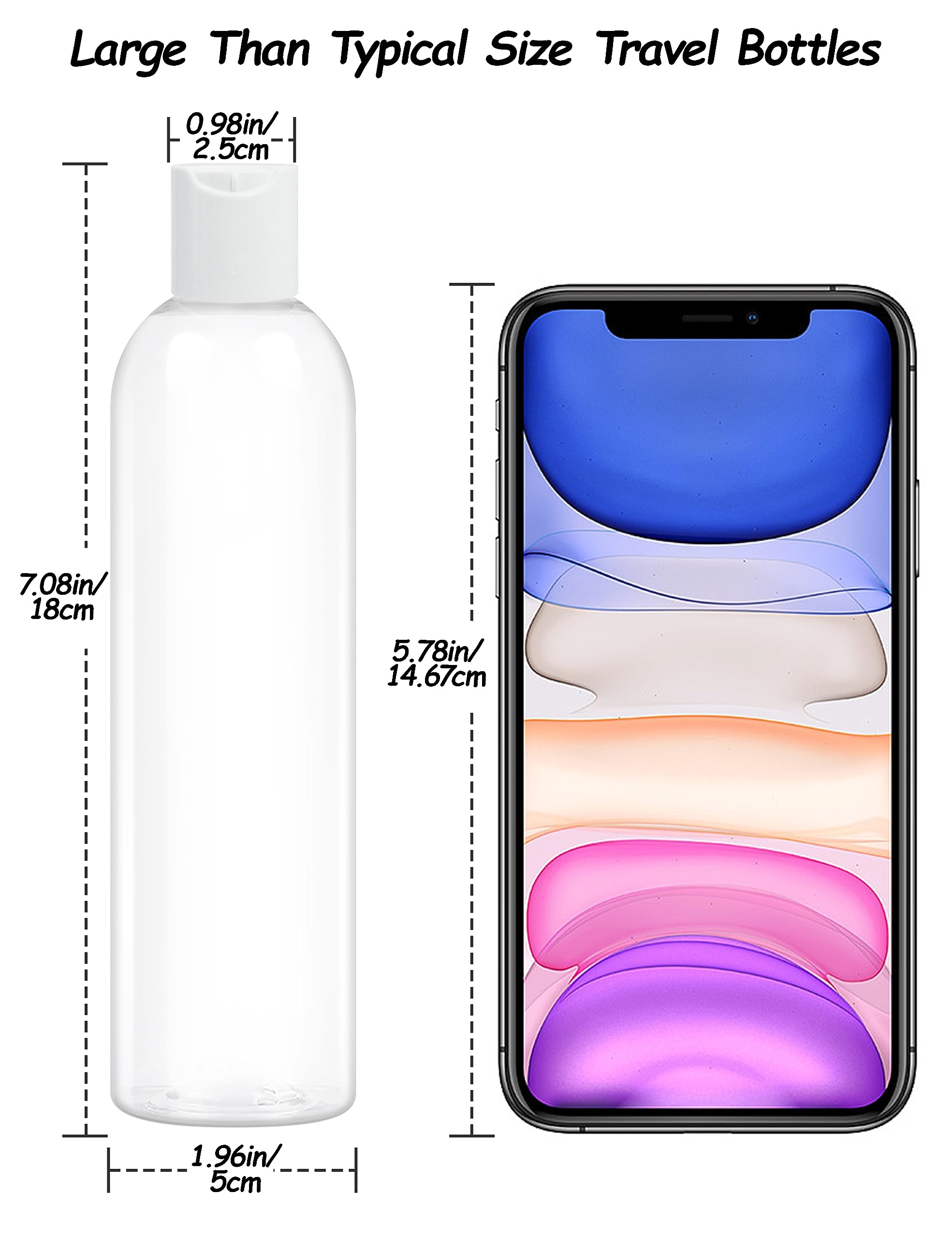 2 Pack 8 oz Clear Plastic Bottles with White Disc Caps - Refillable Empty Squeeze Containers for Cosmetic, Toiletries, Conditioner, Shampoo, Lotions & Gels - Perfect for Travel, DIY Projects & Home Organization