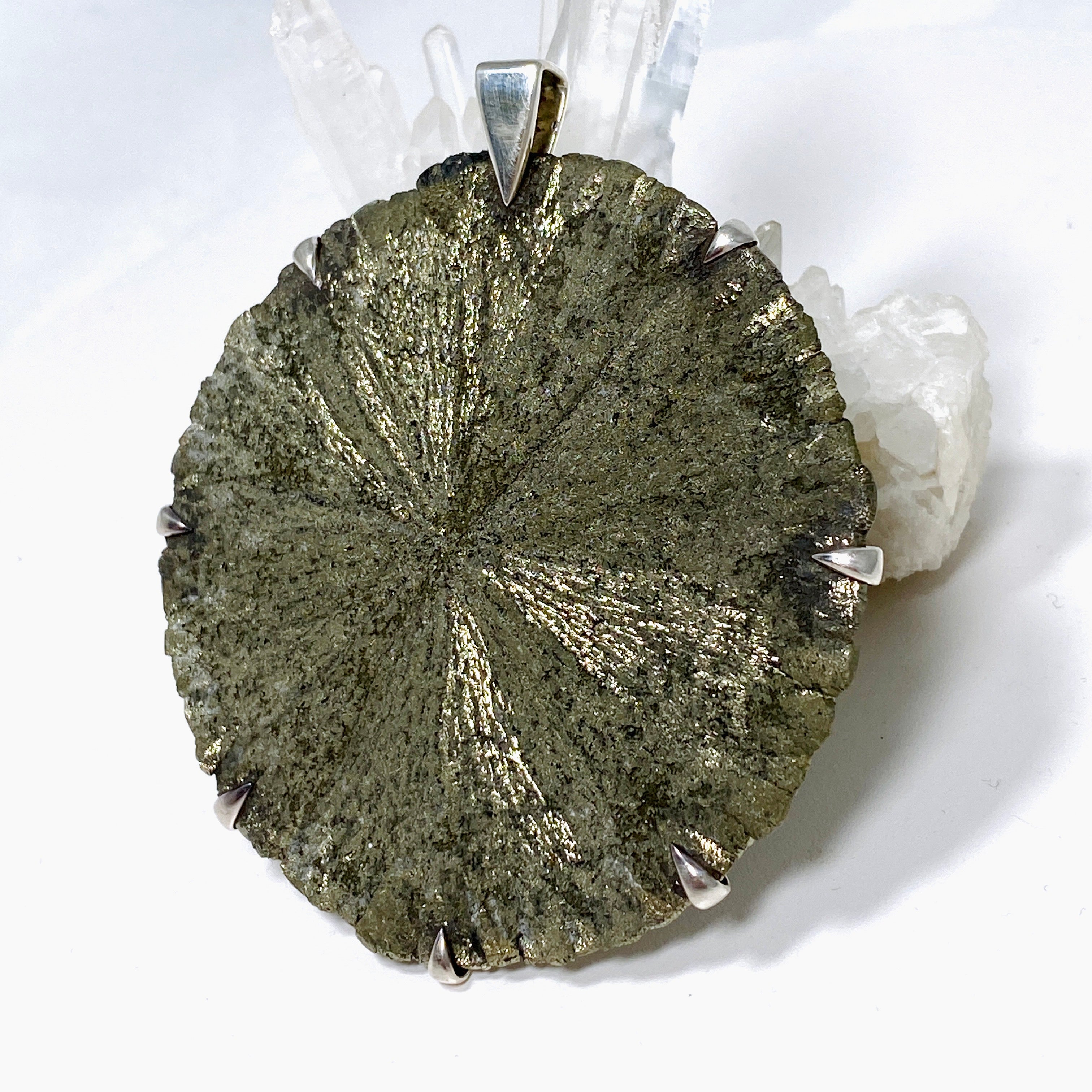 Natural Pyrite Sun Pendant Necklace - 72mm BTP Handmade Jewelry for Women - Perfect for Boho Fashion & Spiritual Healing