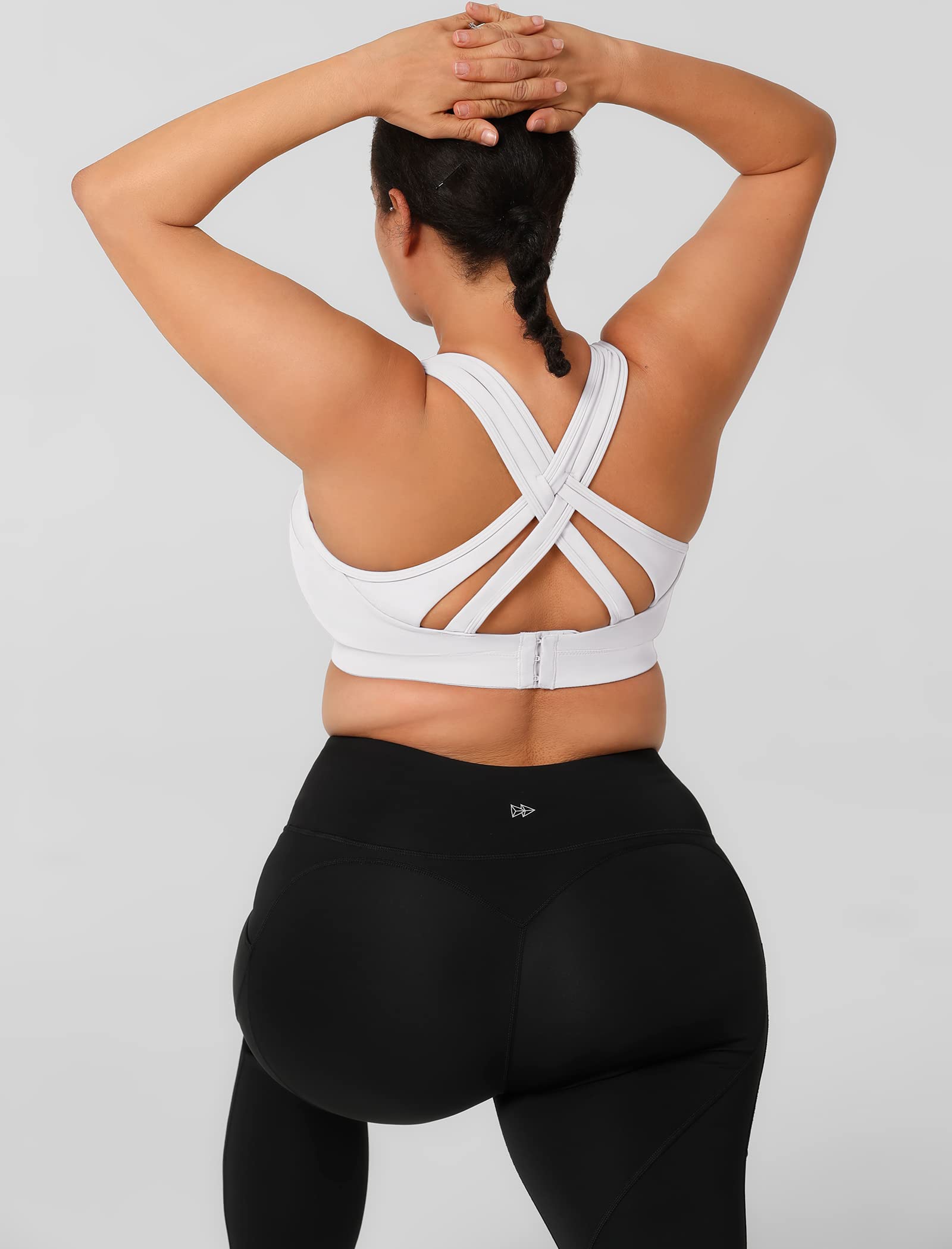 Yvette Women's High Impact Sports Bra - Criss Cross Back Supportive Running Bra for Plus Size - Gym, Yoga & Workout Activewear