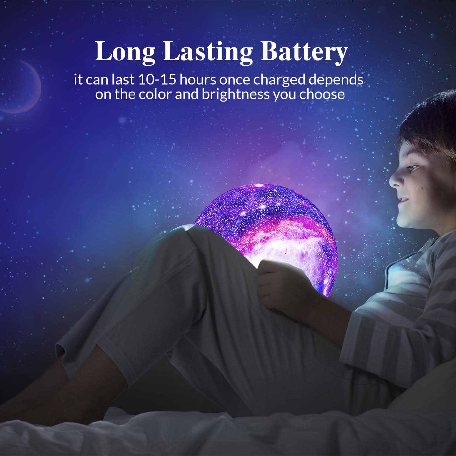 Himalayan Glow Galaxy Lamp - 5.9 Inch Moon Night Light with 16 Color Changing Modes, Wood Stand, Remote & Touch Control, USB Rechargeable - Perfect for Bedroom, Nursery, Meditation & Relaxation