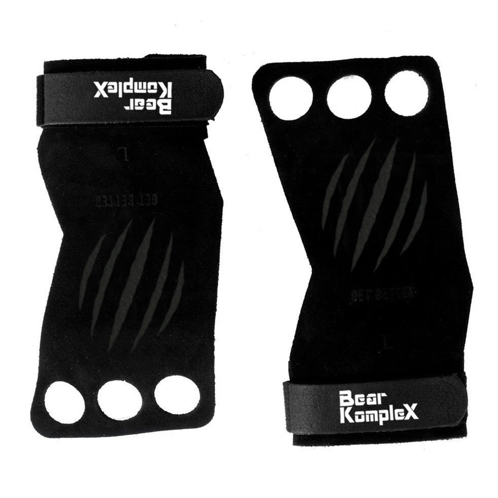 Bear KompleX 3 Hole Hand Grips for CrossFit & Weightlifting - Durable Black Workout Grips for Pull-Ups, Deadlifts & Gym Training