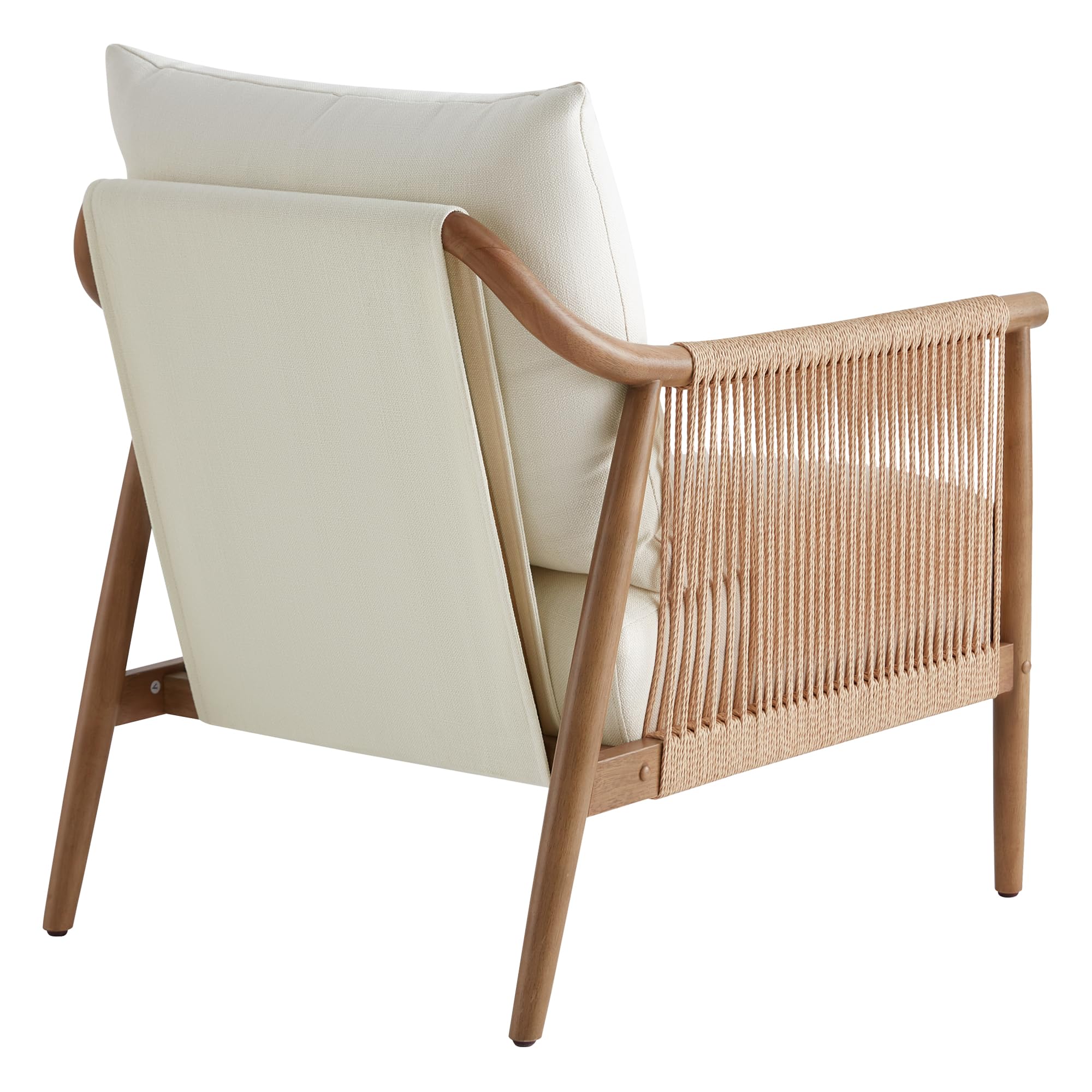 CHITA Braid Armchair - Modern Woven Accent Chair for Living Room, Bedroom & Office - Cream Upholstered Lounge Chair - Perfect for Reading Nook, Cozy Corner & Small Spaces