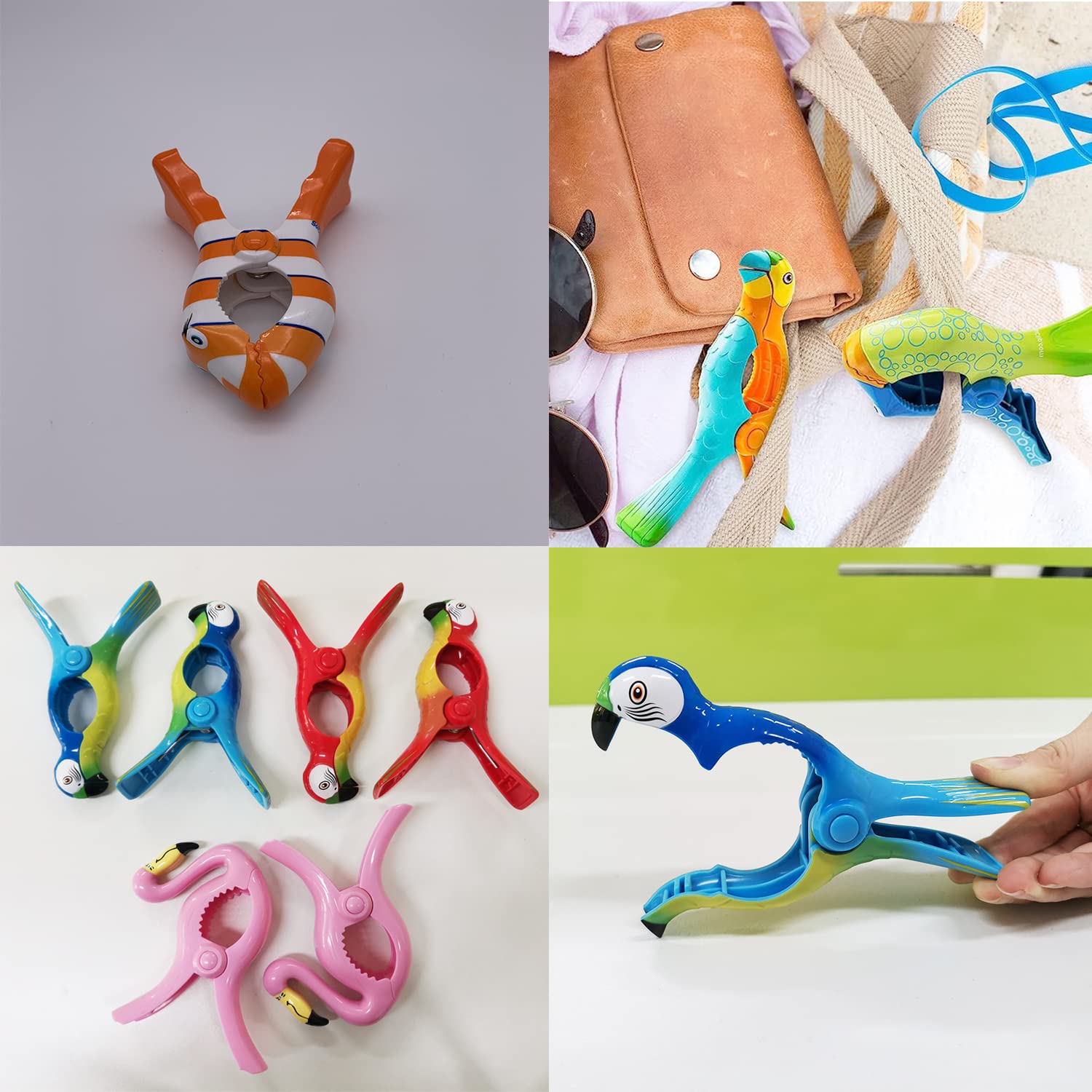 4PCS Creative Clownfish Beach Towel Clips - Blue & Orange Plastic Lounge Chair Clips for Pool, Beach Chairs & Loungers | Secure Towels in Windy Conditions | Perfect for Vacation, Swimming & Sunbathing