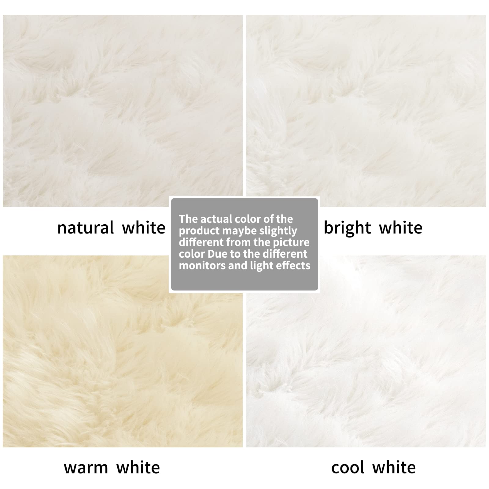 Soft Faux Fur Rug - Fluffy White Shaggy Area Rug 2x4 Feet for Bedroom Decor, Cozy Sheepskin Carpet for Living Room, Nursery & Dorm - Plush Fuzzy Rectangle Rug (White)