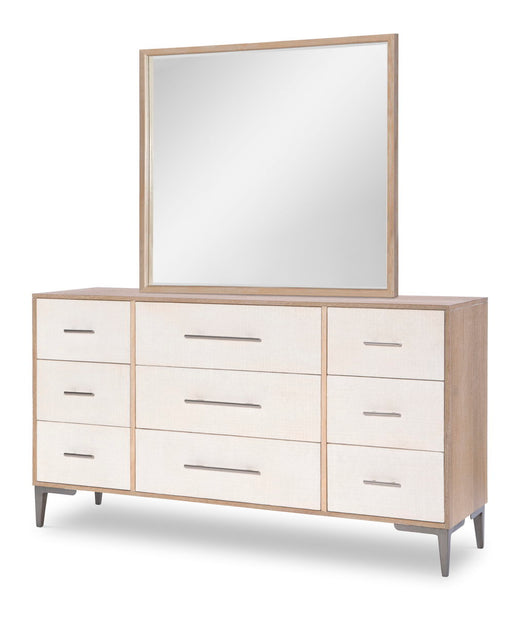 Biscayne Beige Wall Mirror - Modern Round Framed Mirror for Living Room, Bedroom, Bathroom & Entryway Decor