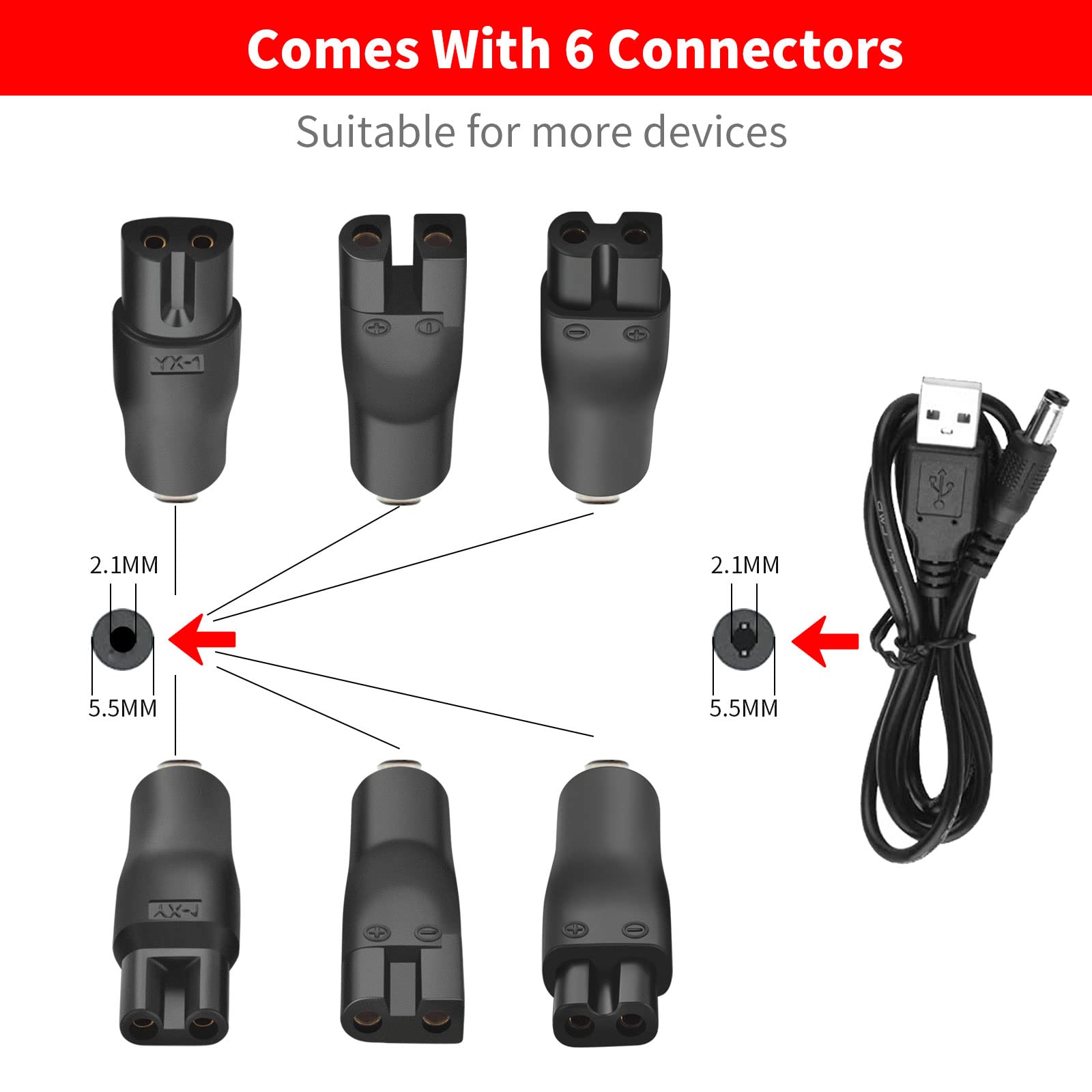 MEROM 5V USB Charger Cord Replacement for Norelco Shavers HQ8505 5000/7000 Series - Power Adapter & Supply - Perfect for Travel, Home & Office Use