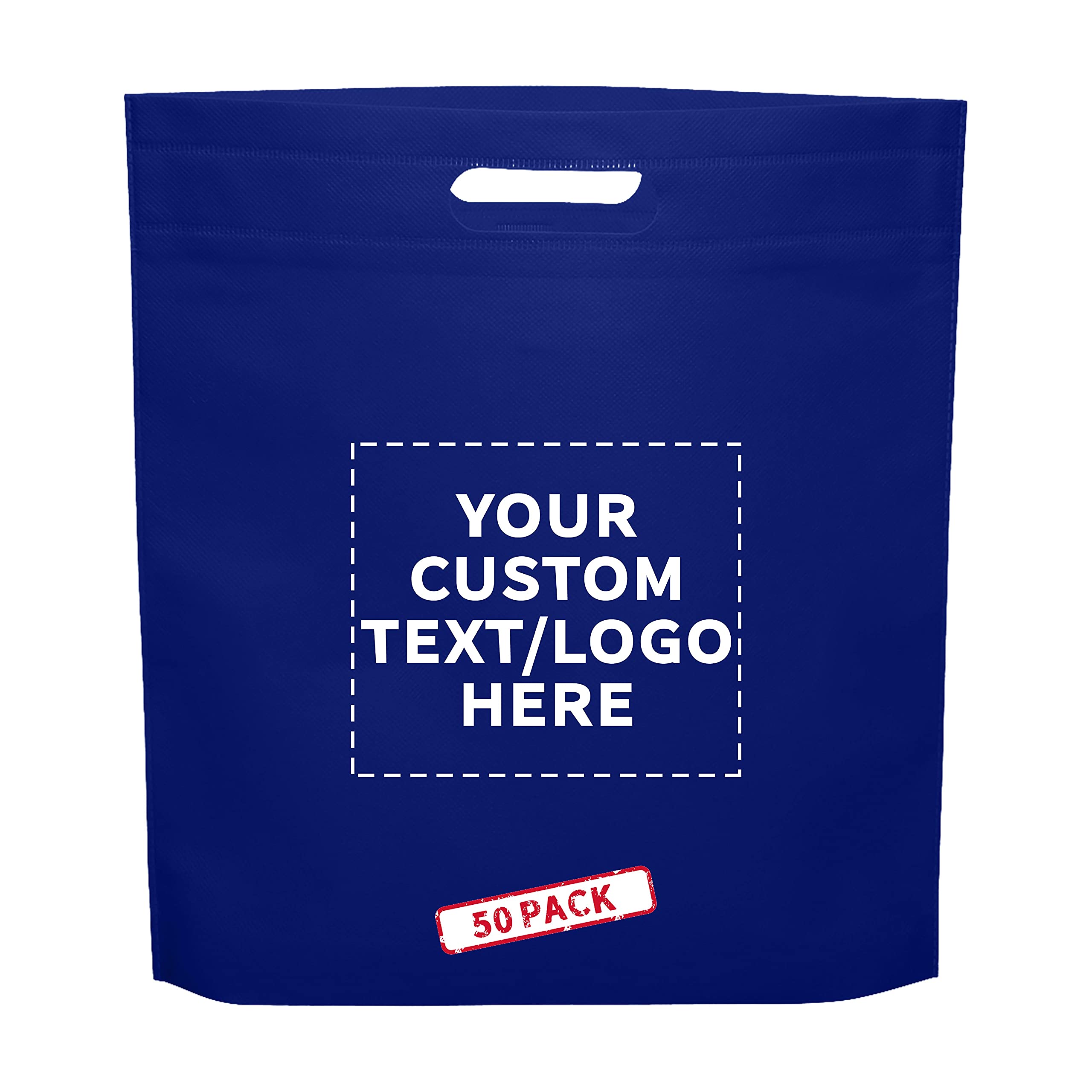 50 Pack Customizable Non-Woven Tote Bags with Die-Cut Handles - Eco-Friendly, Reusable & Soft Exhibition Promotional Bags (15