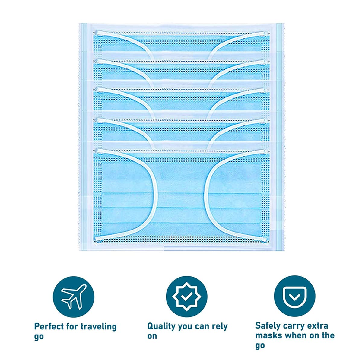 Premium Carent 3-Ply Disposable Face Masks with Nose Pin & Soft Ear Loops - Breathable, Anti-Pollution Surgical Masks for Men & Women - Meltblown Fabric Protection (100-Pack) - Ideal for Daily Commute, Office, Travel & Public Safety