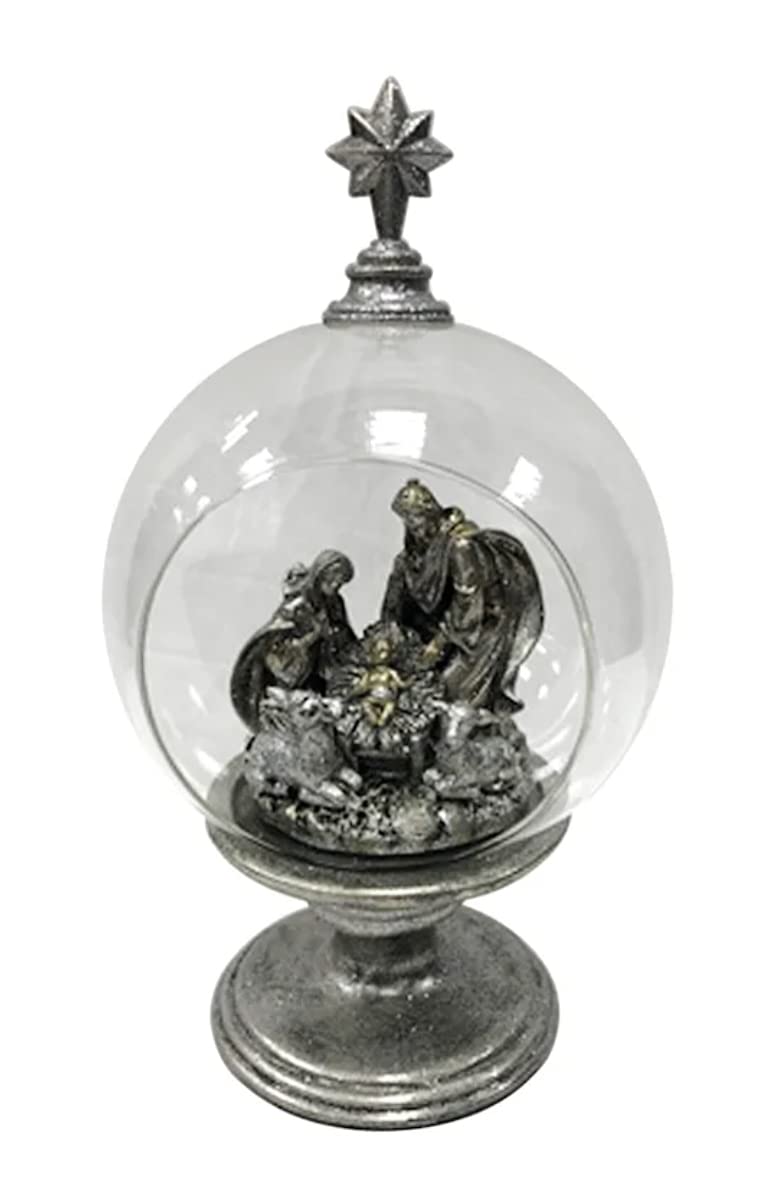 Handcrafted Christmas Nativity Scene Set Under Glass Cloche - Perfect for Holiday Table Centerpiece, Mantel Decor, and Festive Home Decoration