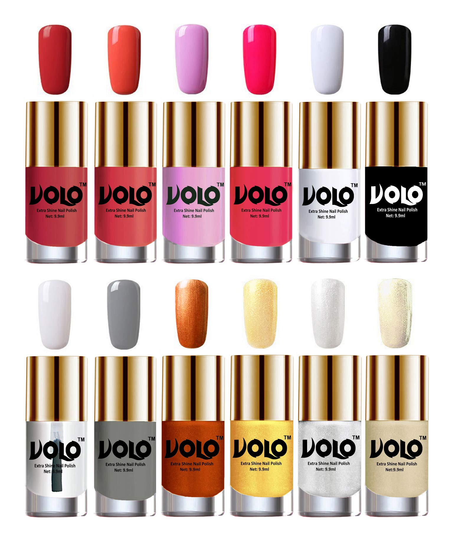 VOLO Luxury Super Shine Nail Polish Set - 12 Vibrant Long Lasting Colors for Manicure & Pedicure | Perfect for Salon, Home Use, Parties & Special Occasions