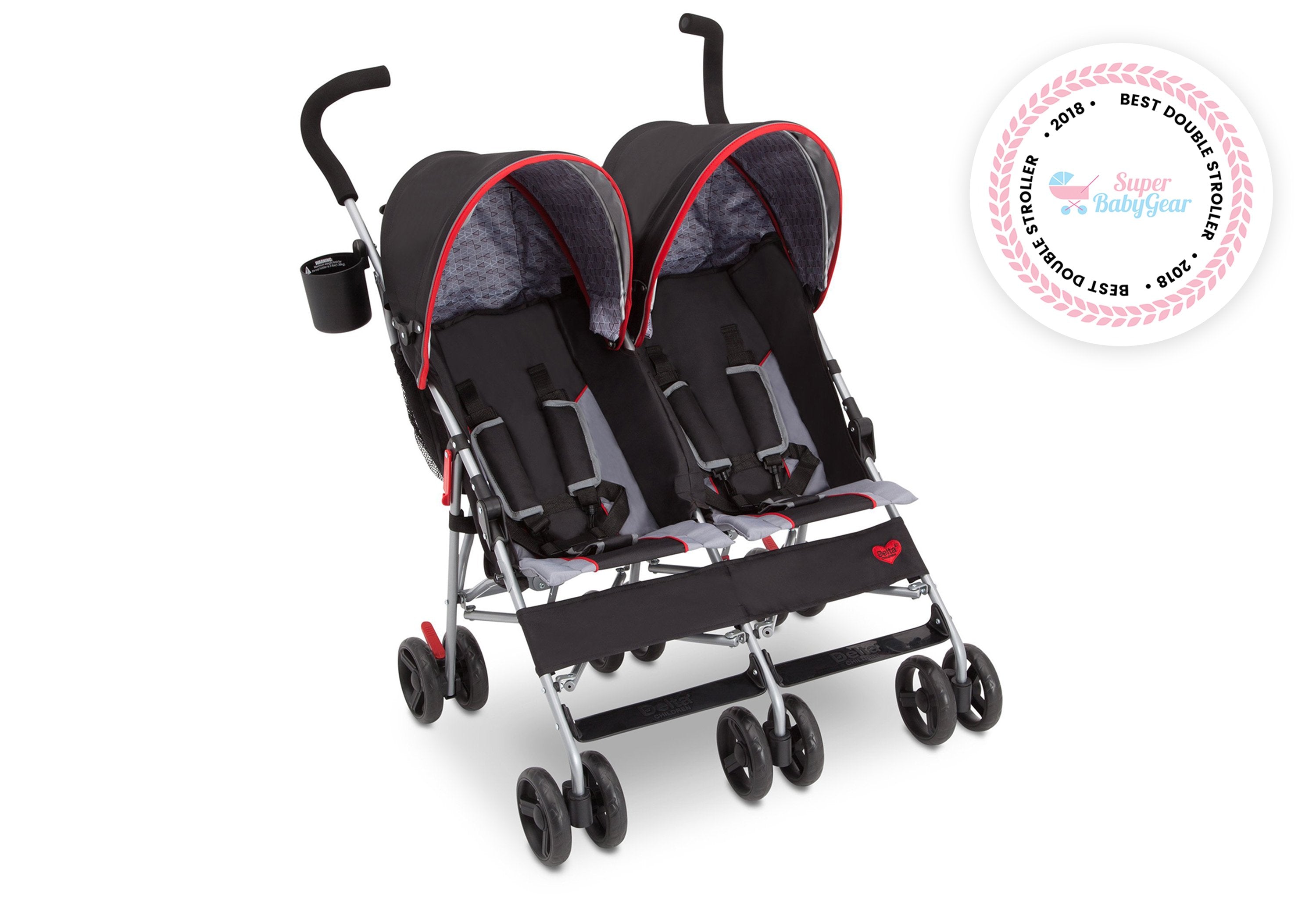 LX Plus Side by Side Double Stroller for Twins - Lightweight Compact Foldable Baby Stroller with Adjustable Canopy & Storage Basket - Perfect for Shopping, Travel, and Outdoor Walks