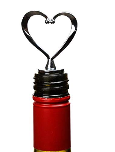 WOIWO 2PCS Heart-Shaped Wine Stoppers - Elegant Plastic Electroplated Wine Bottle Stoppers for Red Wine, Champagne & Liquor - Perfect for Romantic Dinners, Weddings & Home Bars