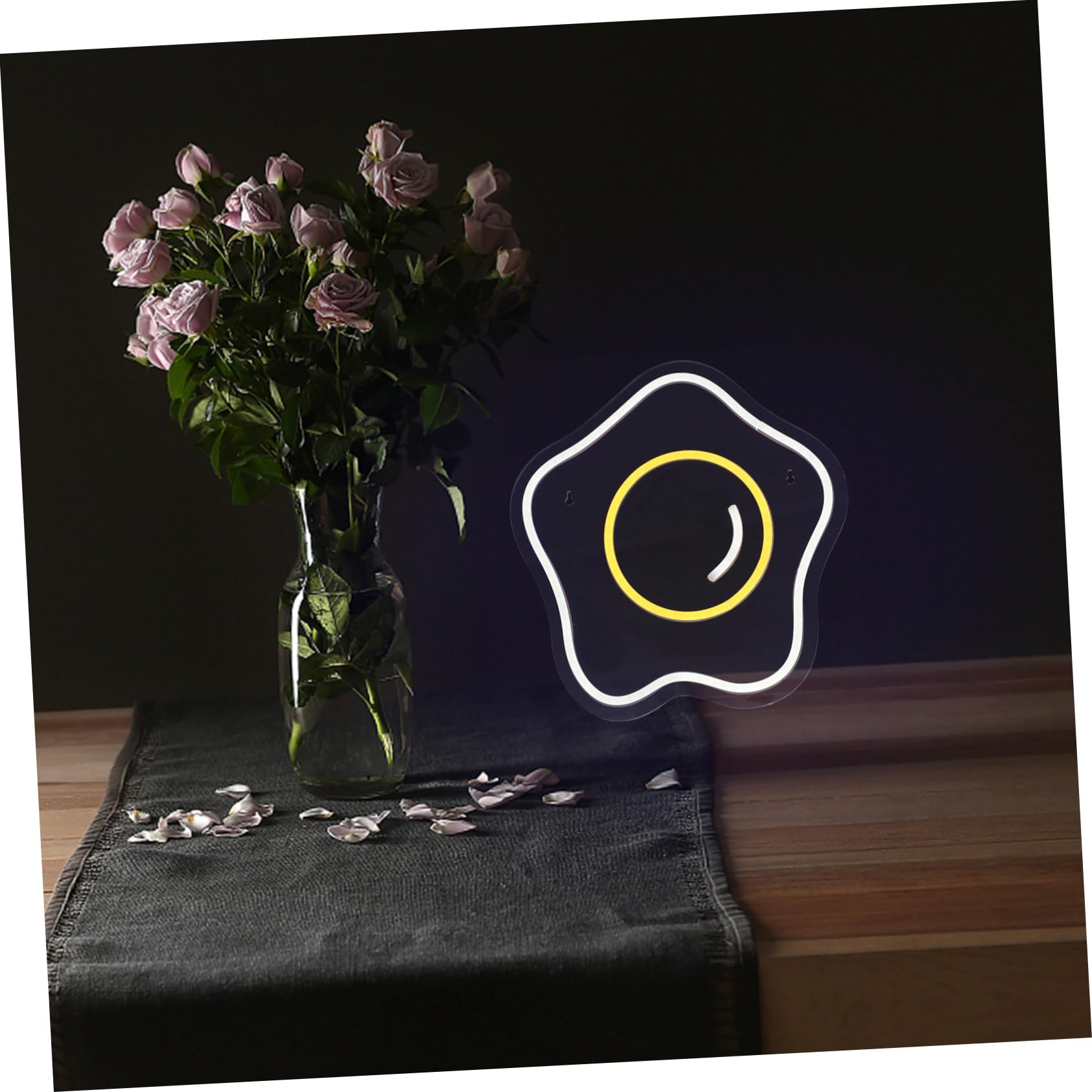 Artibetter LED Neon Sign Lamp - Fried Egg Shape Decorative Night Light for Home, Bedroom, Bar, Cafe - Soft Glow Mood Lighting for Wall Decor & Party Ambiance