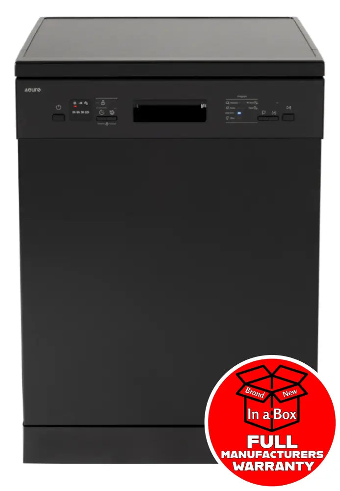 Euro ED614BK 60cm 14 Place Settings Freestanding Dishwasher - Black | Compact & Energy Efficient for Small Kitchens, Apartments, and RVs