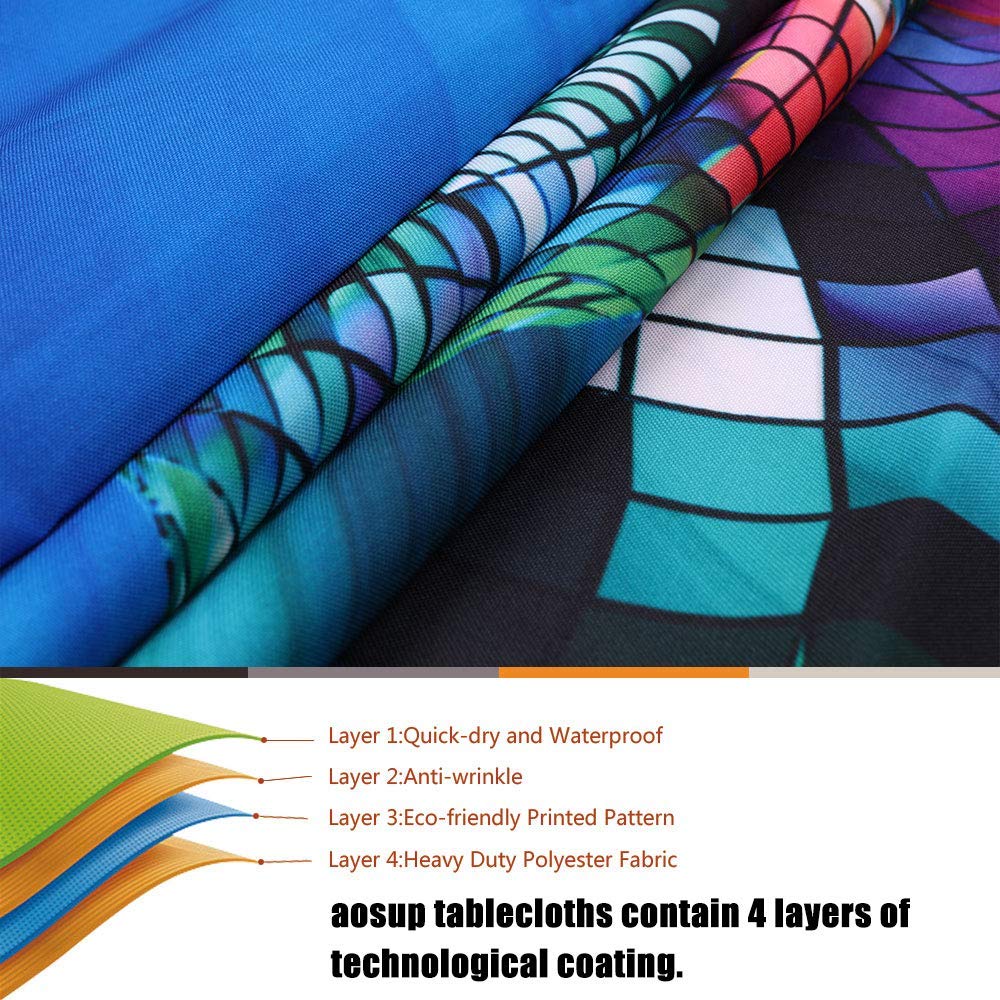 Round Elastic Edge Tablecloth - Happy Thanksgiving Seamless Pattern Table Cover for 35
