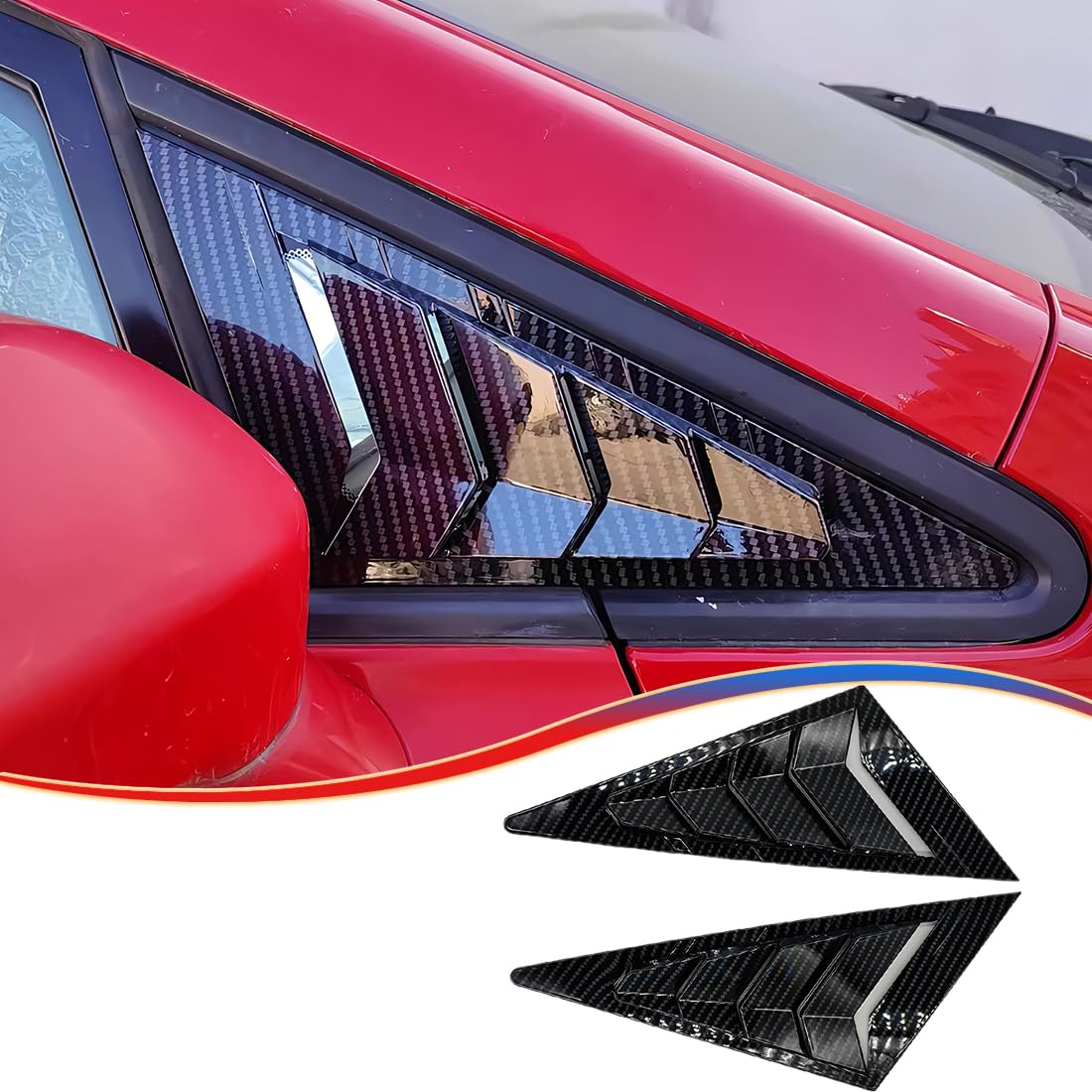 2Pcs ABS Carbon Fiber Side Window Louvers Air Vent Scoop Shades for 2006-2011 Honda Civic - Sporty Interior Accessories to Reduce Glare & Enhance Style (Fits Sedan/Coupe Models)