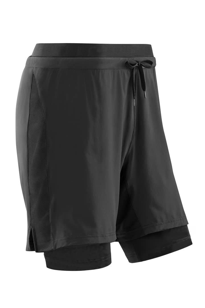 **CEP Men's 2-in-1 Running & Fitness Shorts – Breathable Compression for Endurance Training (Black) – Ideal for Marathon, Gym & Outdoor Workouts**
