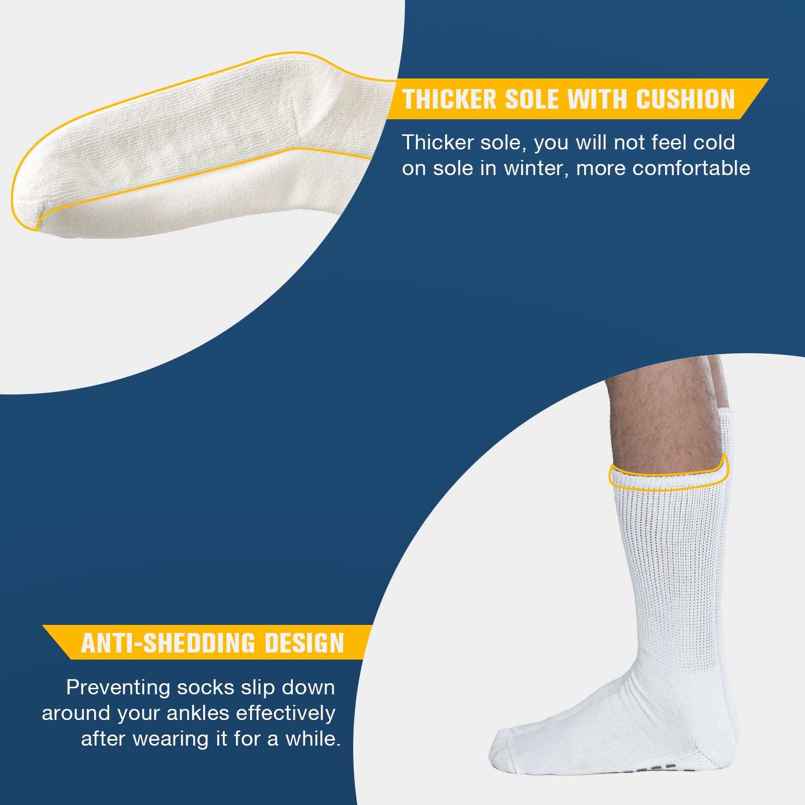 Bulinlulu Wide Width Non-Slip Socks for Swollen Feet - 2 Pairs Hospital Grip Socks for Men & Women (Size 13-15), Bariatric & Diabetic Socks, Lymphedema Compression Socks - Black - Perfect for Hospital Stay, Post-Surgery & Daily Comfort